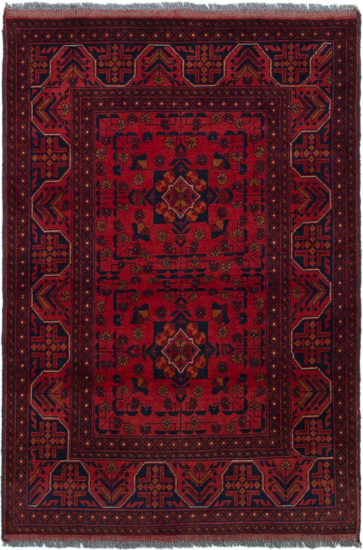 Hand-knotted Finest Khal Mohammadi Red Wool Rug 3'3" x 4'11" (36) Size: 3'3" x 4'11"  