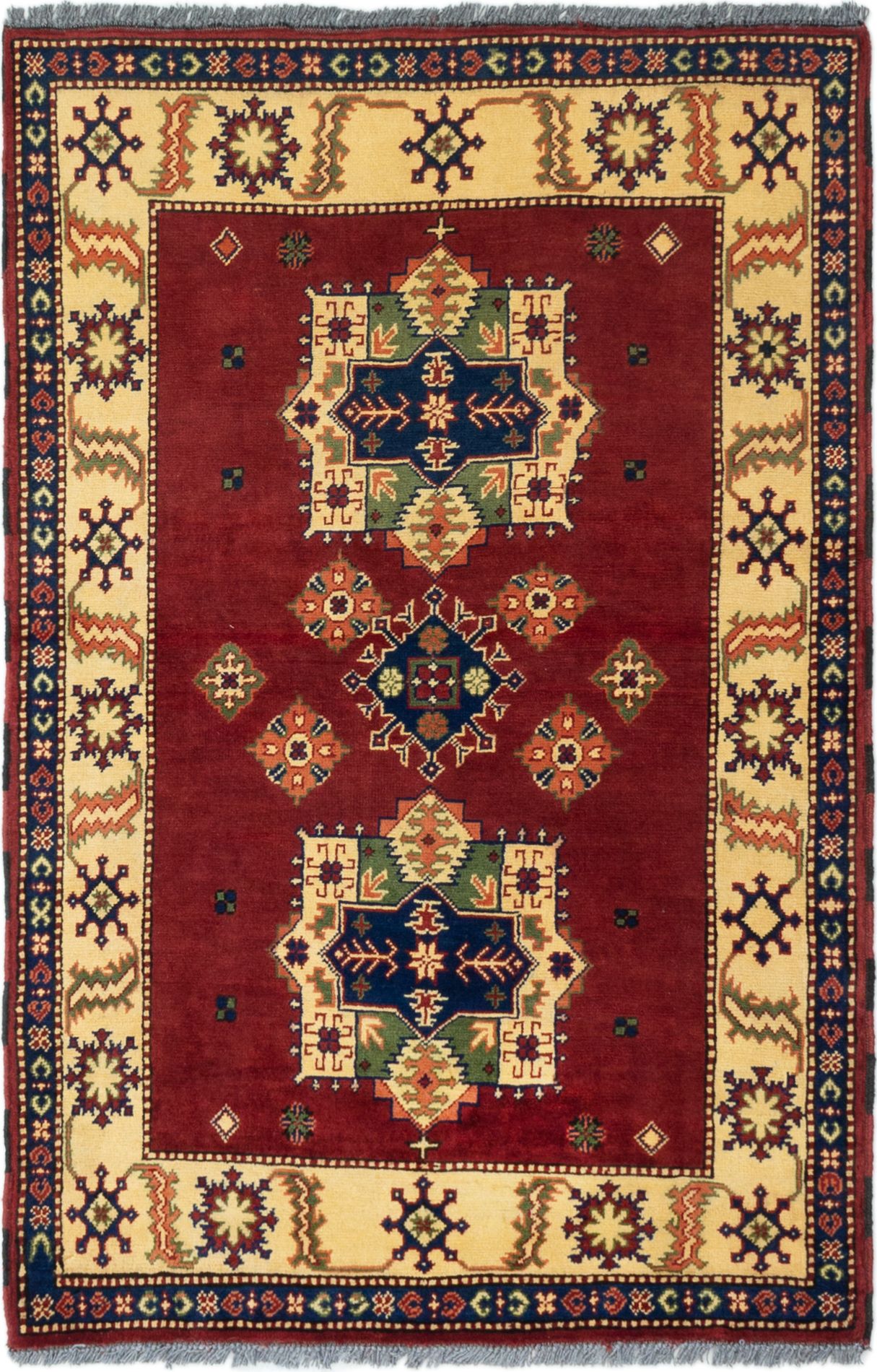 Hand-knotted Finest Kargahi Dark Red Wool Rug 3'4" x 4'11"  Size: 3'4" x 4'11"  