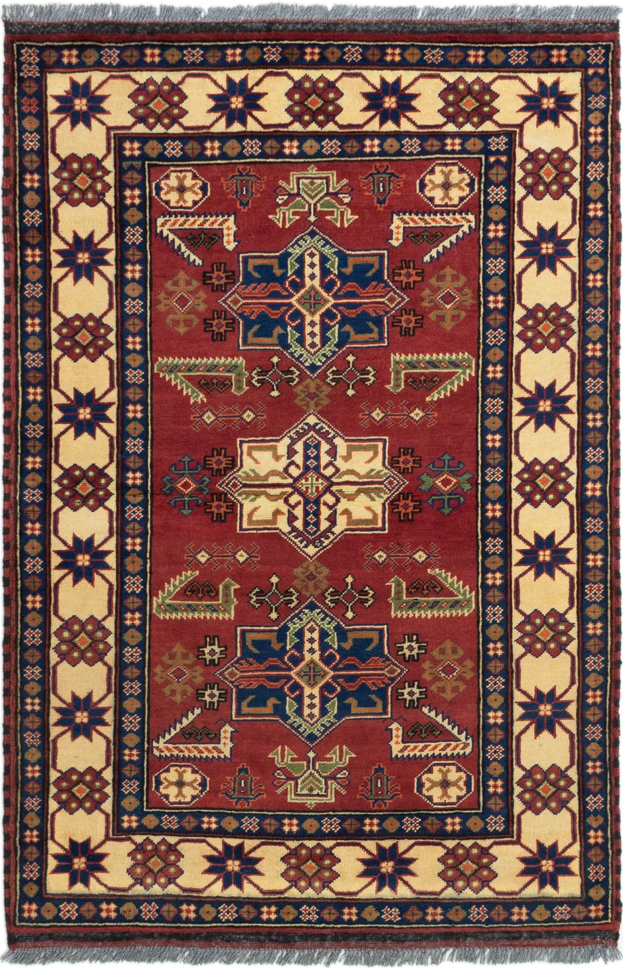 Hand-knotted Finest Kargahi Dark Red Wool Rug 3'4" x 5'0"  Size: 3'4" x 5'0"  