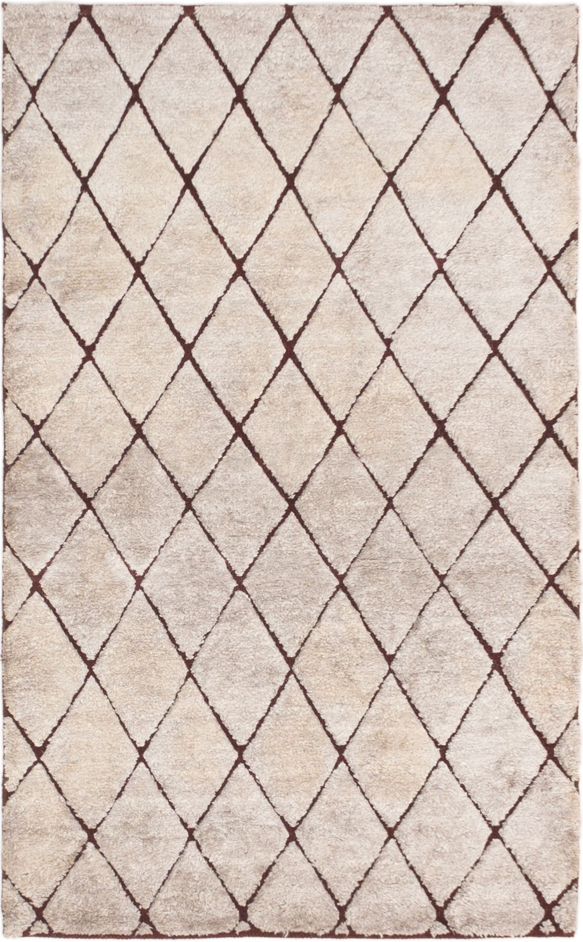Hand-knotted Arlequin Light Grey Wool Rug 4'2" x 6'8" Size: 4'2" x 6'8"  