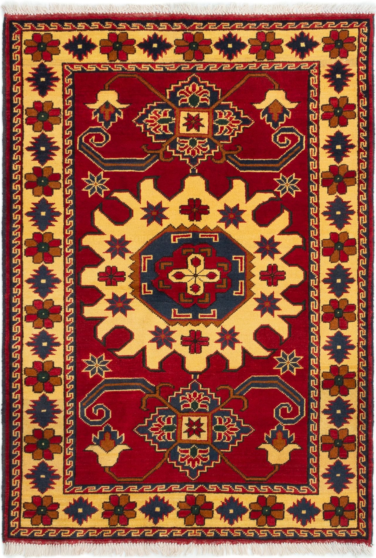 Hand-knotted Finest Kargahi Red Wool Rug 3'3" x 4'8" Size: 3'3" x 4'8"  