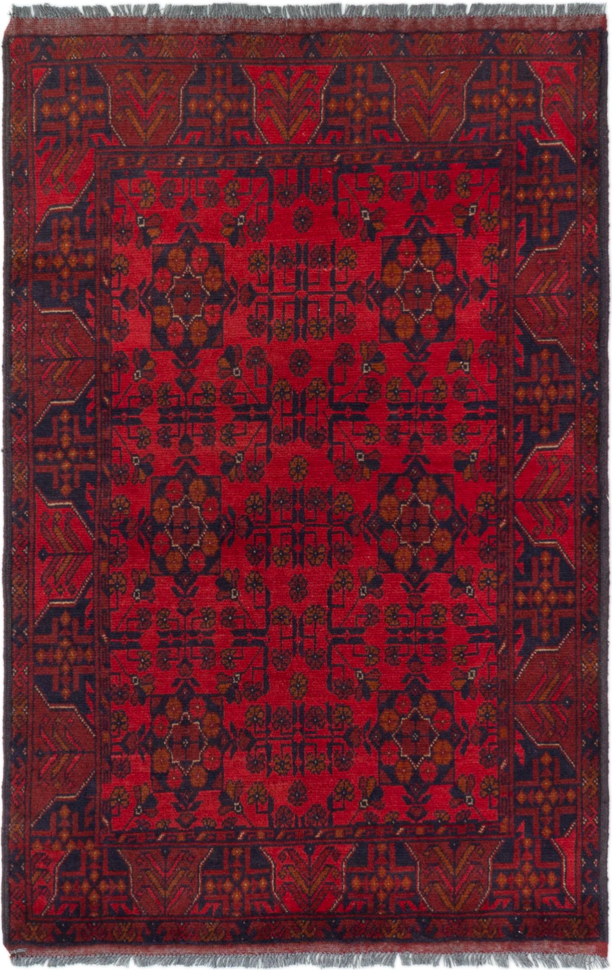 Hand-knotted Finest Khal Mohammadi Red Wool Rug 3'3" x 5'0" (26) Size: 3'3" x 5'0"  