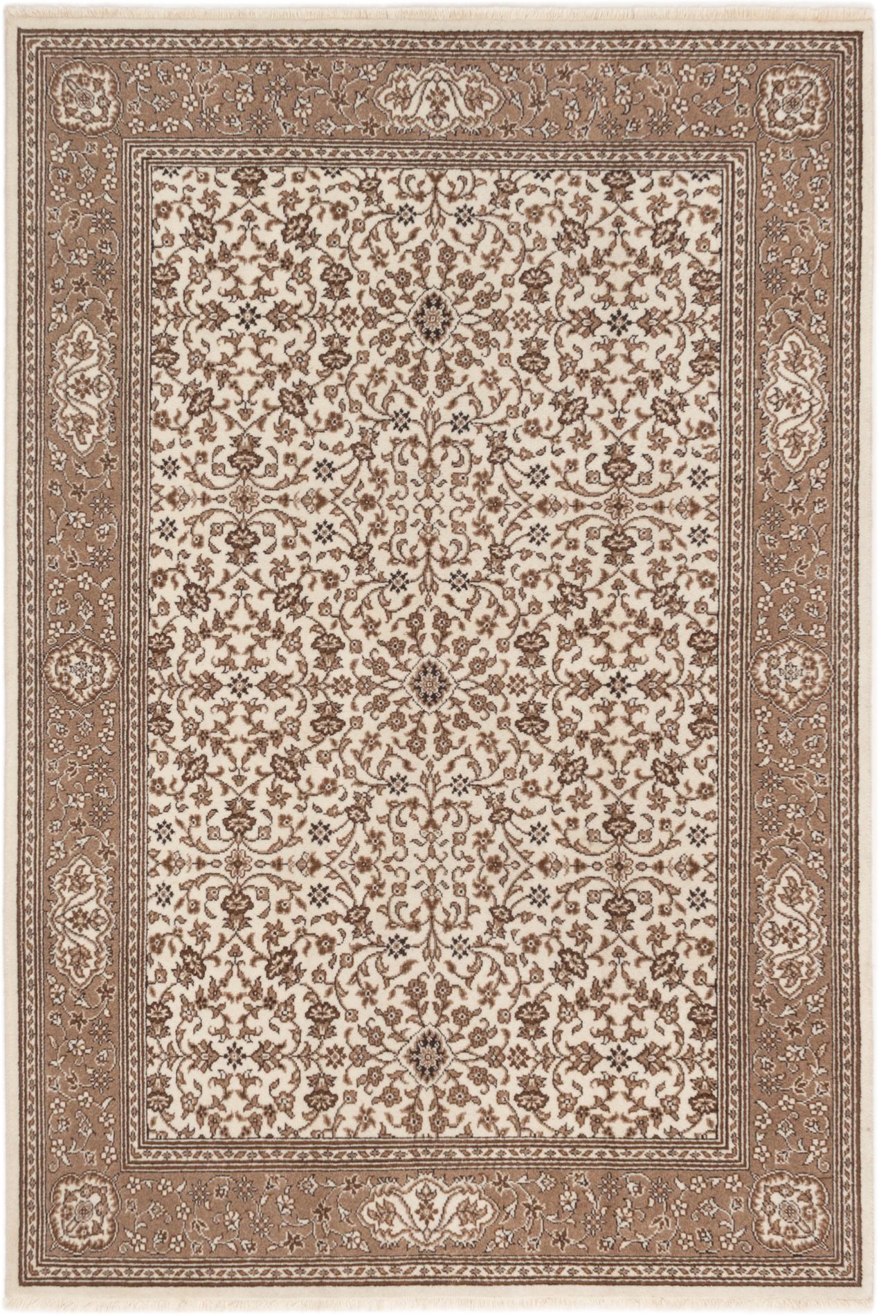 Hand-knotted Royal Kashan Cream Wool Rug 5'9" x 8'7" Size: 5'9" x 8'7"  