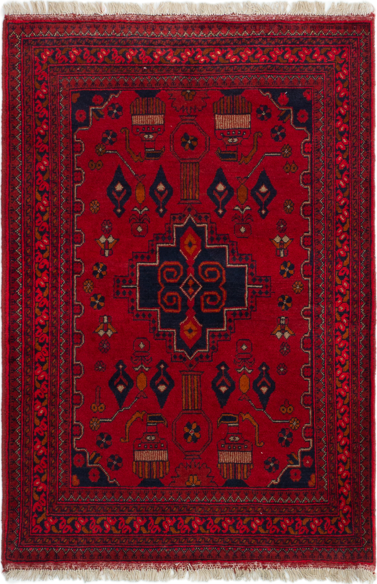 Hand-knotted Finest Khal Mohammadi Red Wool Rug 3'3" x 4'9" (27) Size: 3'3" x 4'9"  