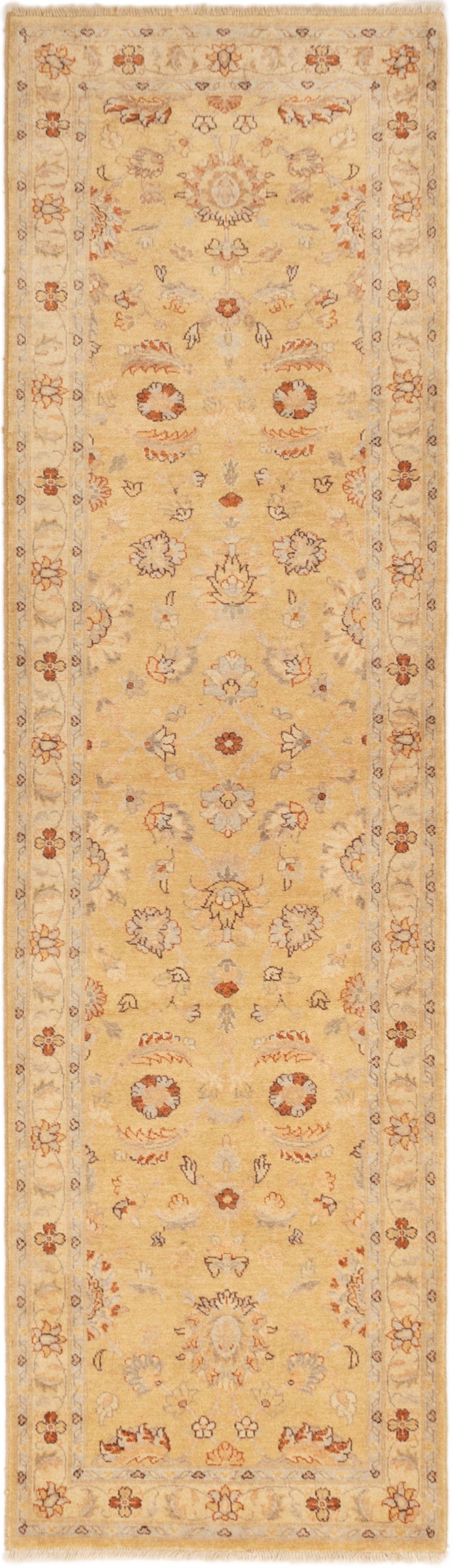 Hand-knotted Chobi Twisted Light Gold Wool Rug 3'1" x 11'0" Size: 3'1" x 11'0"  