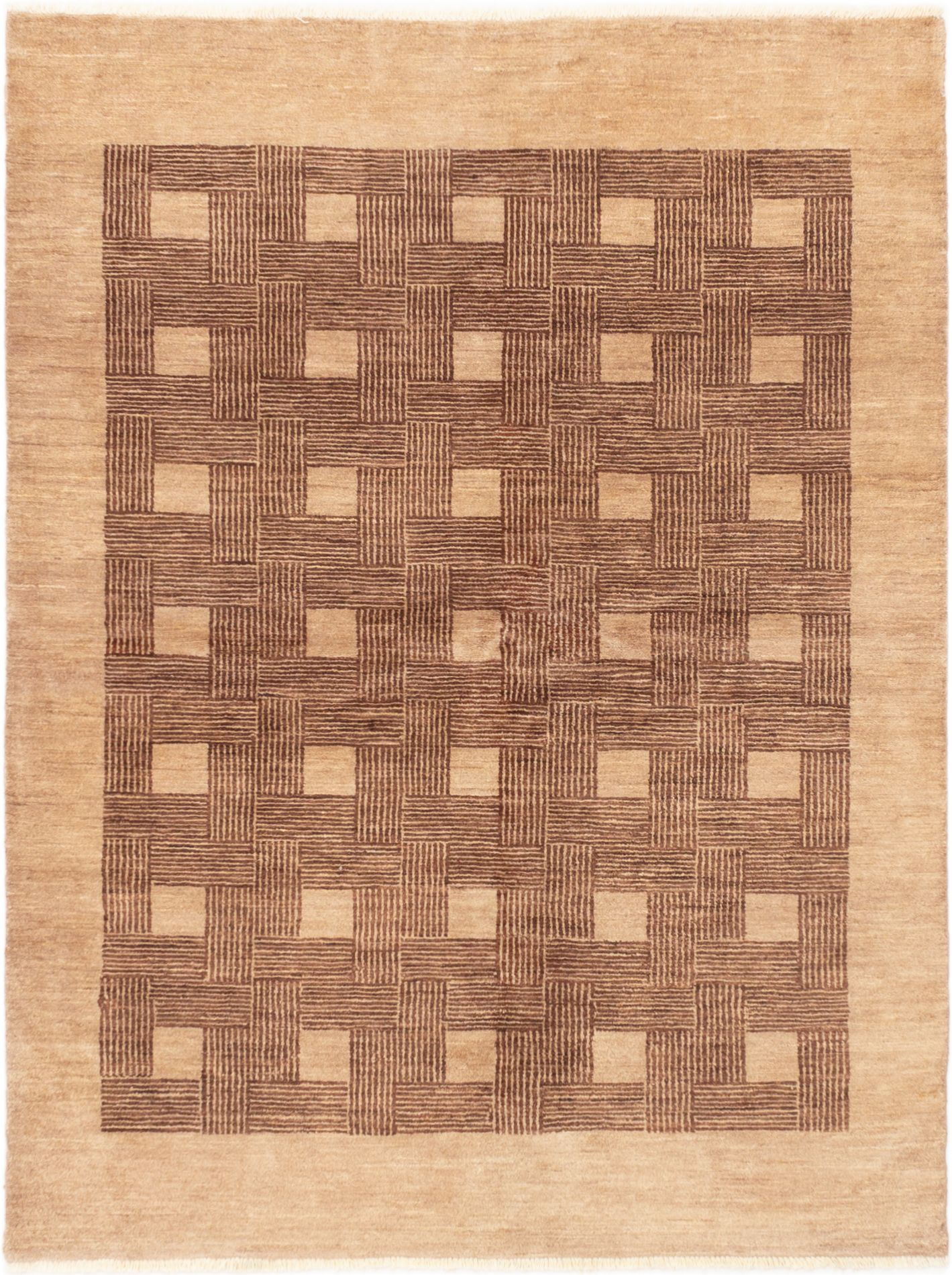 Hand-knotted Ziegler Chobi Tan Wool Rug 5'2" x 6'10" Size: 5'2" x 6'10"  
