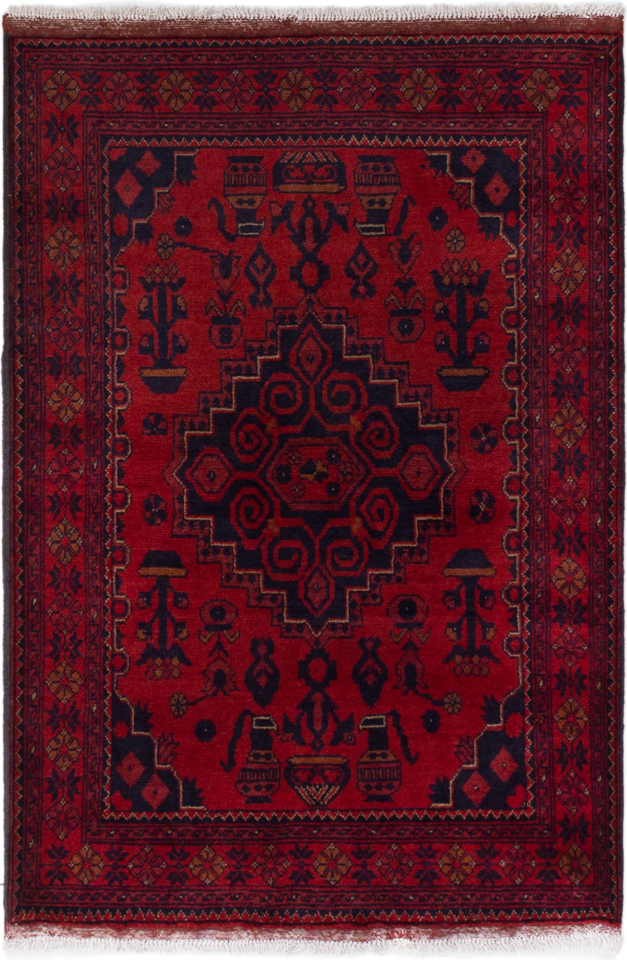 Hand-knotted Finest Khal Mohammadi Red Wool Rug 3'4" x 4'10" (37) Size: 3'4" x 4'10"  