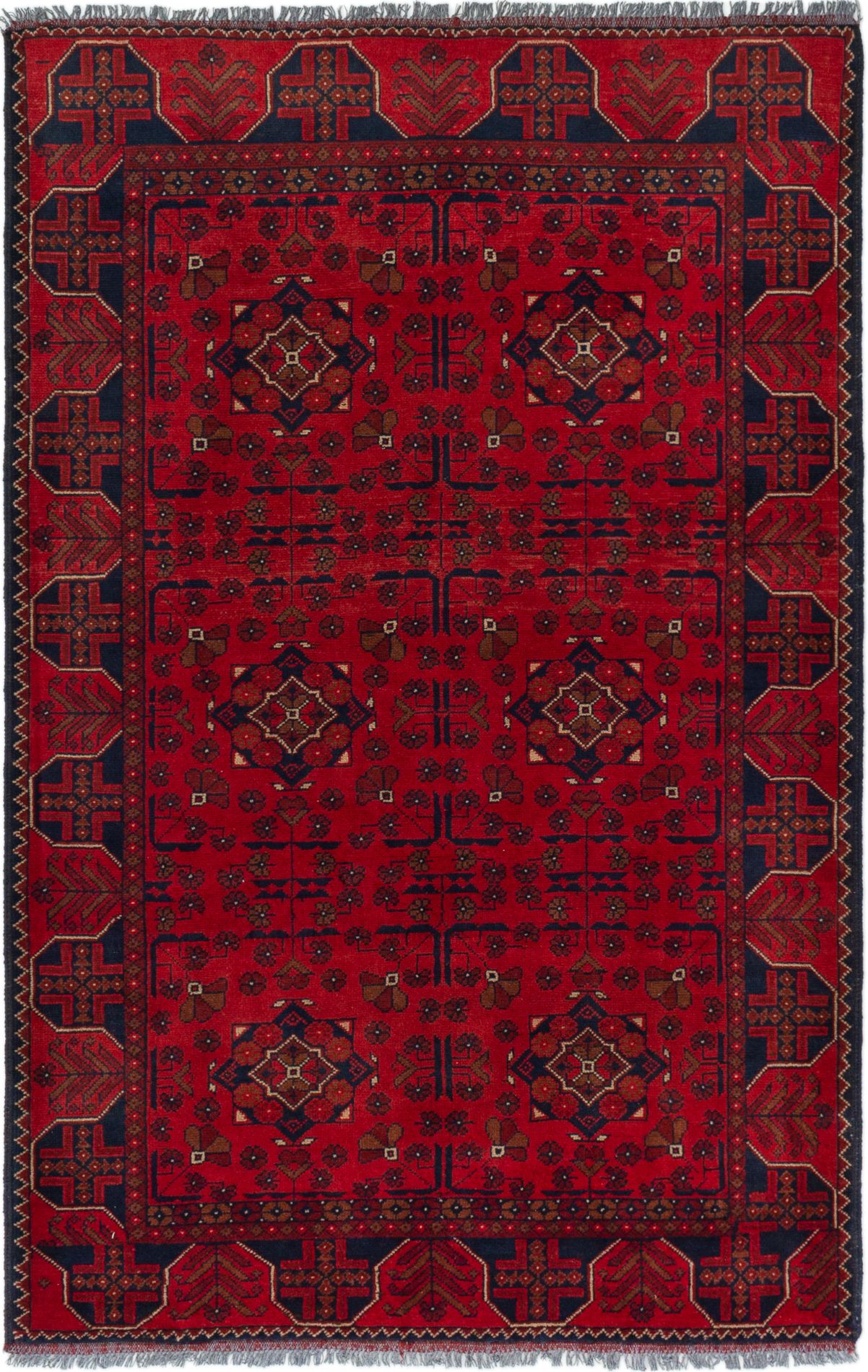 Hand-knotted Finest Khal Mohammadi Red Wool Rug 4'2" x 6'5" (21) Size: 4'2" x 6'5"  