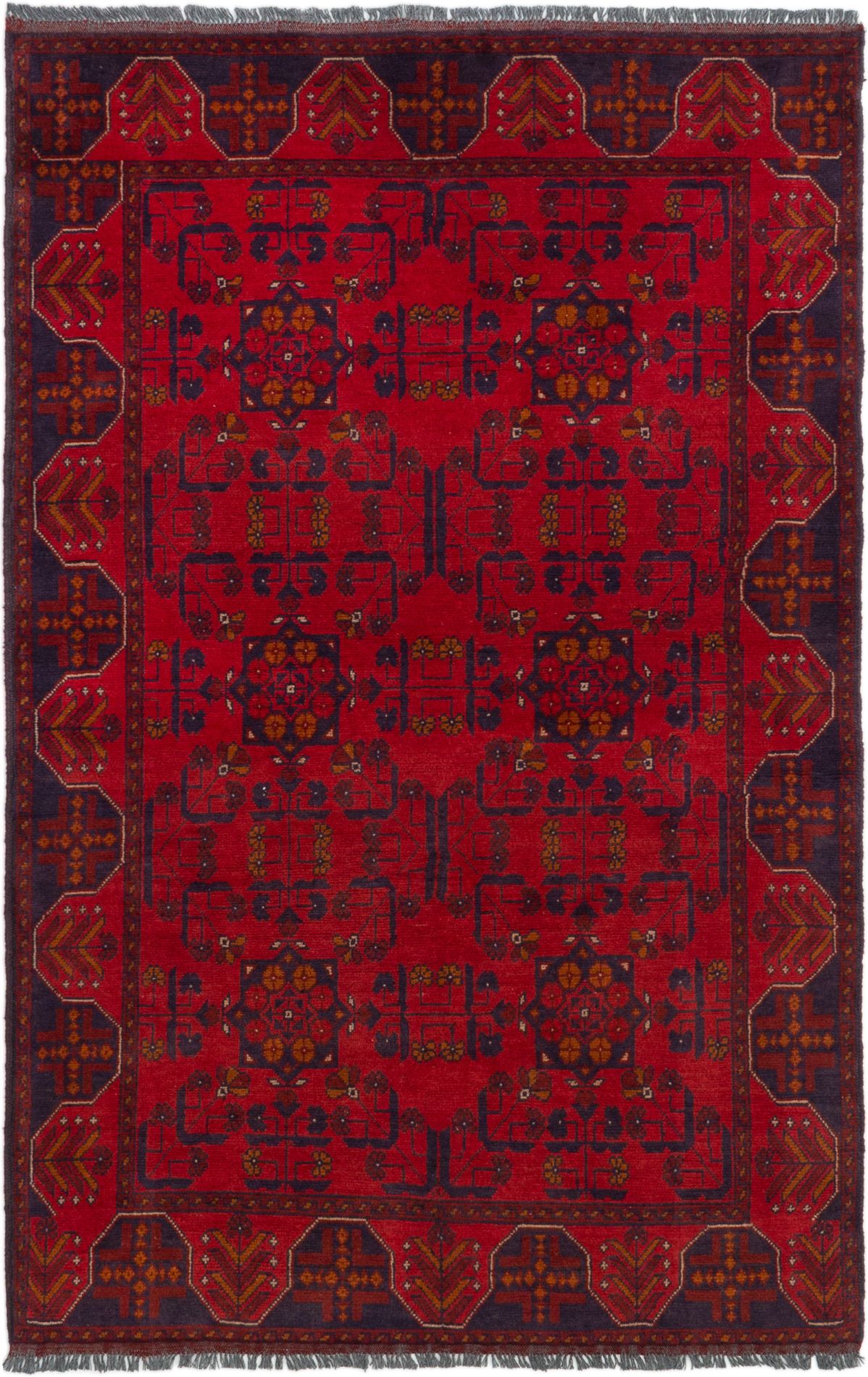 Hand-knotted Finest Khal Mohammadi Red Wool Rug 3'11" x 6'3"  Size: 3'11" x 6'3"  