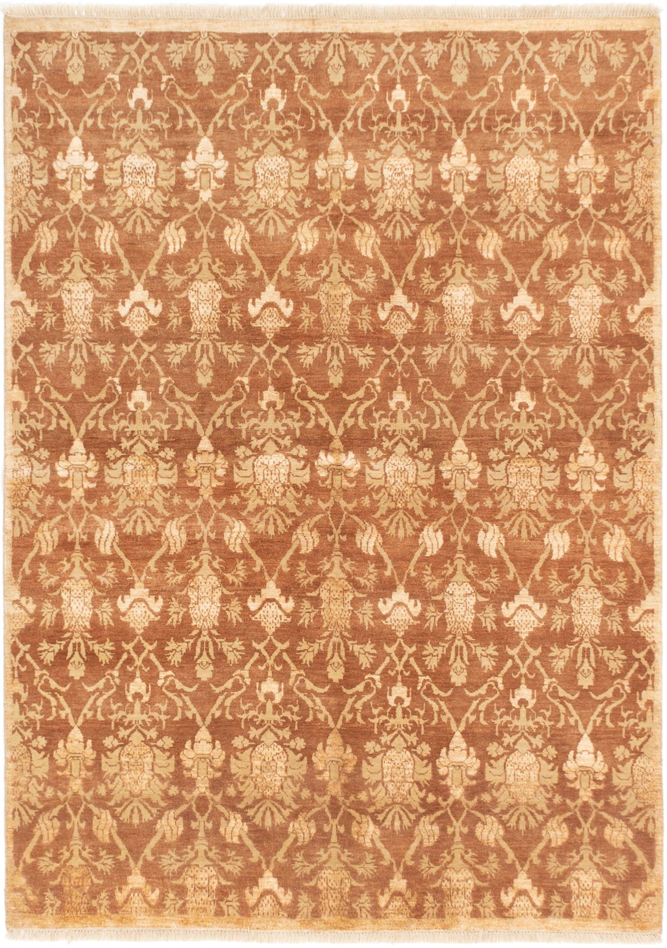 Hand-knotted Ziegler Chobi Brown Wool/Silk Rug 5'1" x 7'0" Size: 5'1" x 7'0"  