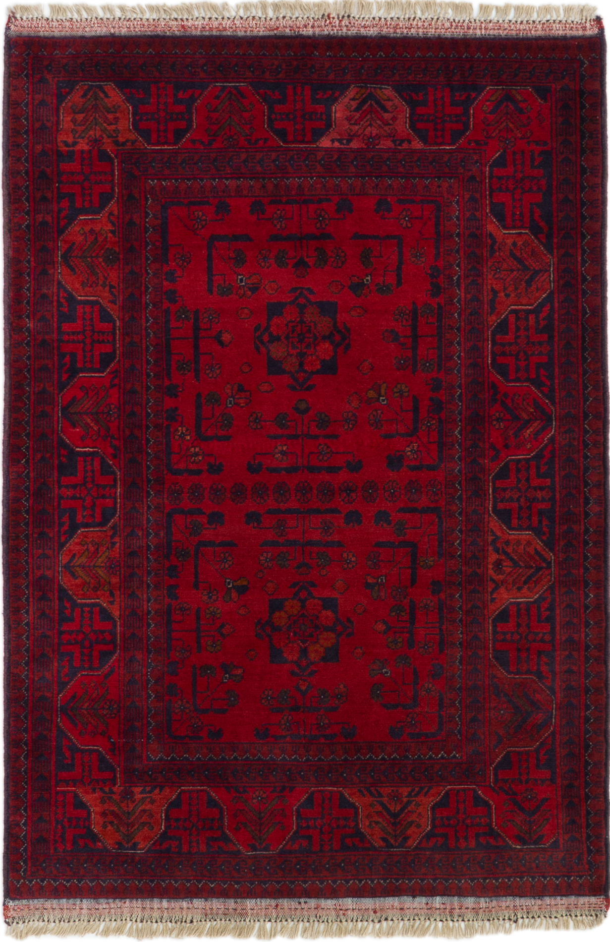 Hand-knotted Finest Khal Mohammadi Red Wool Rug 3'4" x 5'1"  Size: 3'4" x 5'1"  