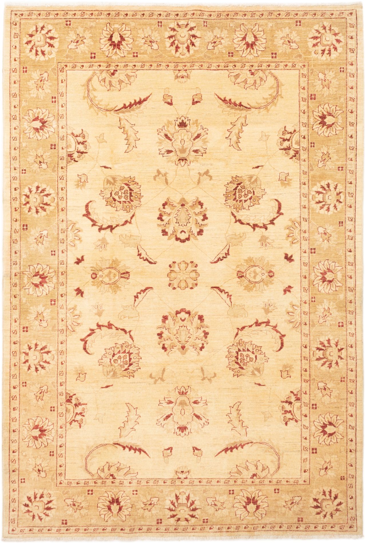 Hand-knotted Chobi Finest Ivory Wool Rug 6'8" x 9'9" Size: 6'8" x 9'9"  