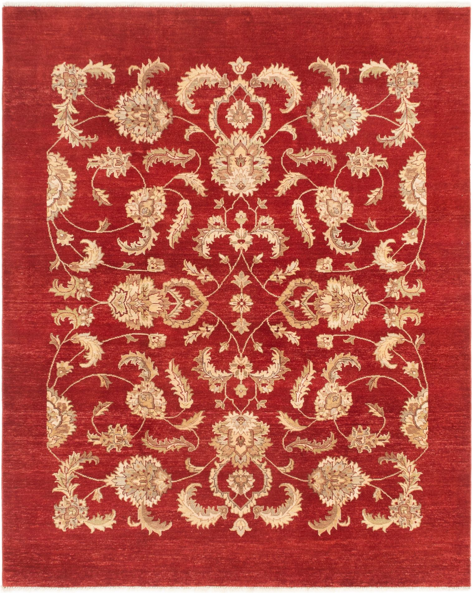 Hand-knotted Peshawar Finest Dark Red Wool Rug 6'7" x 8'0" Size: 6'7" x 8'0"  