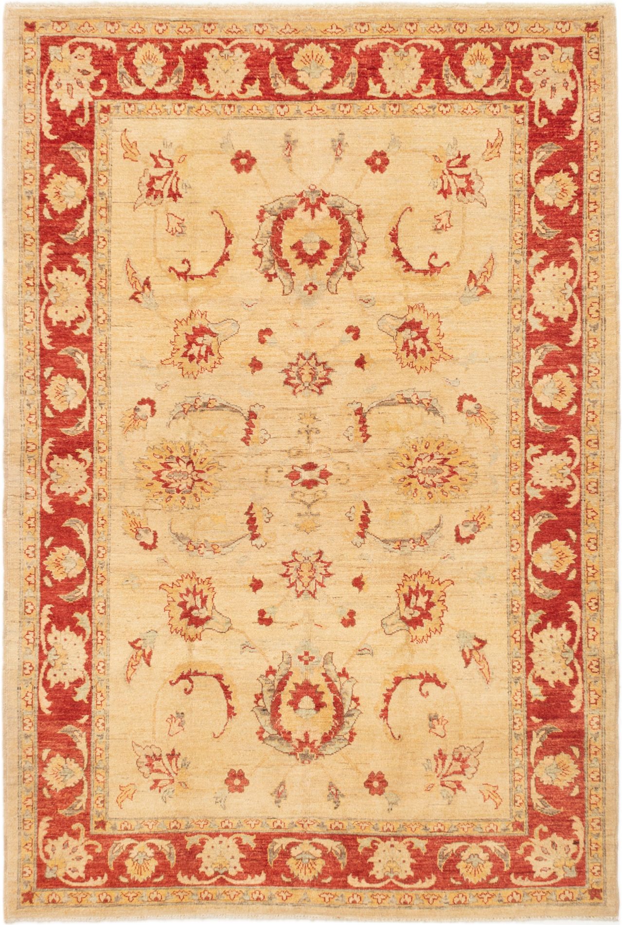 Hand-knotted Chobi Finest Ivory Wool Rug 6'0" x 8'7" Size: 6'0" x 8'7"  
