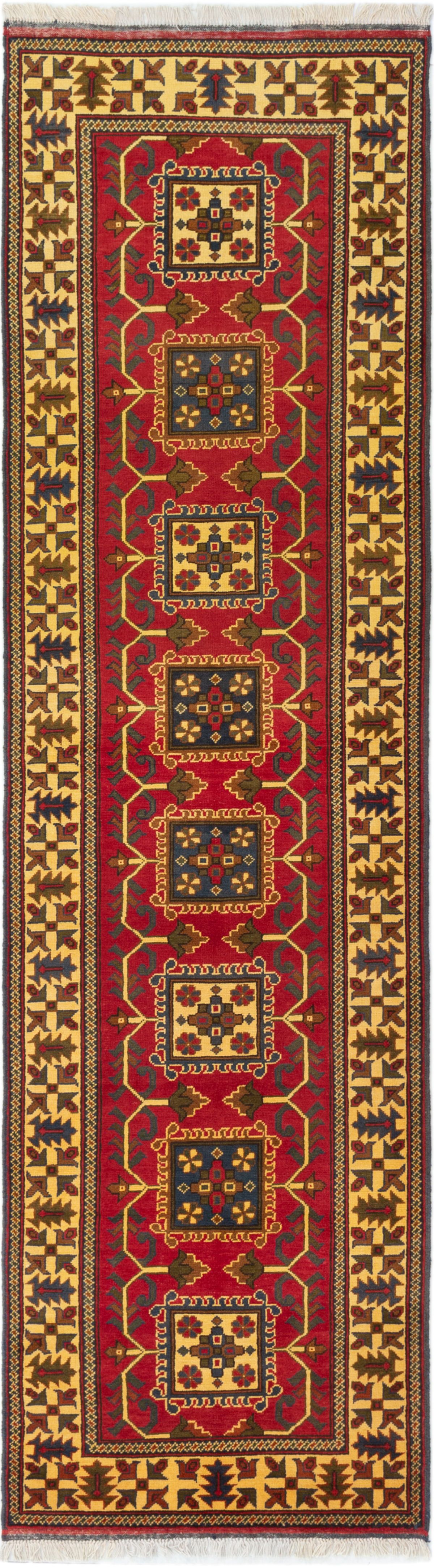 Hand-knotted Finest Kargahi Red Wool Rug 2'9" x 9'11" Size: 2'9" x 9'11"  