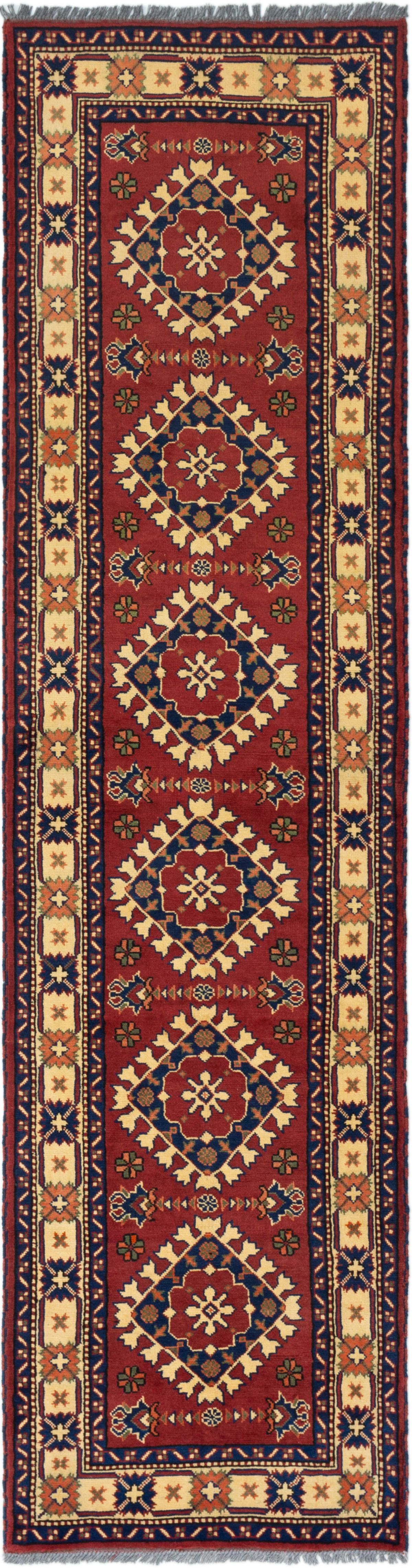 Hand-knotted Finest Kargahi Dark Red Wool Rug 2'9" x 10'9" Size: 2'9" x 10'9"  