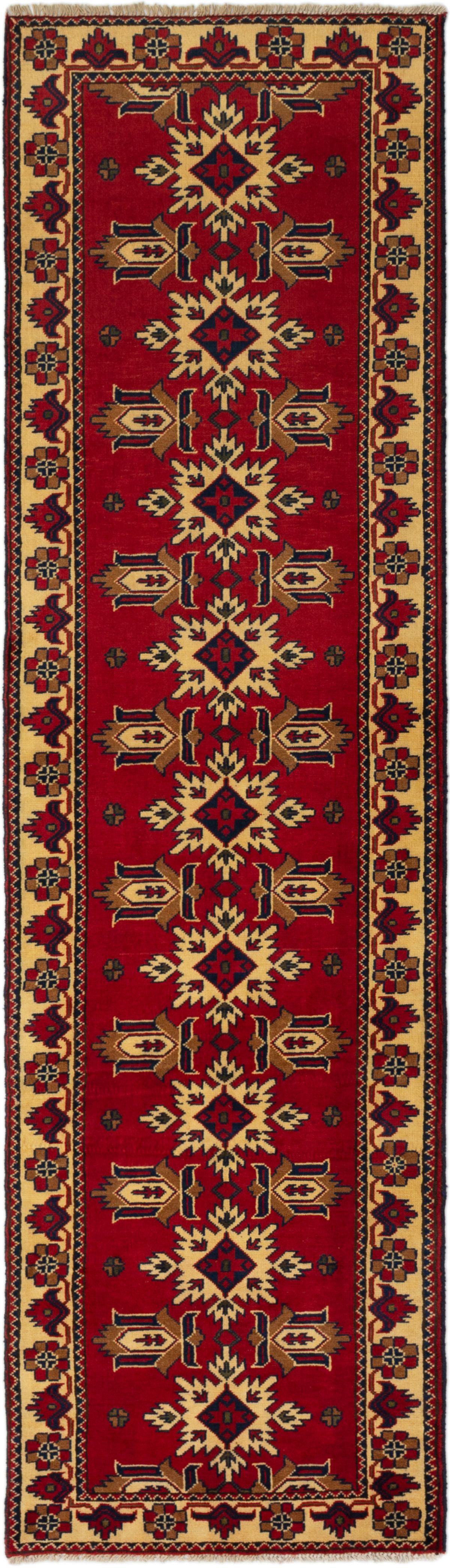 Hand-knotted Finest Kargahi Red Wool Rug 2'9" x 9'9" Size: 2'9" x 9'9"  