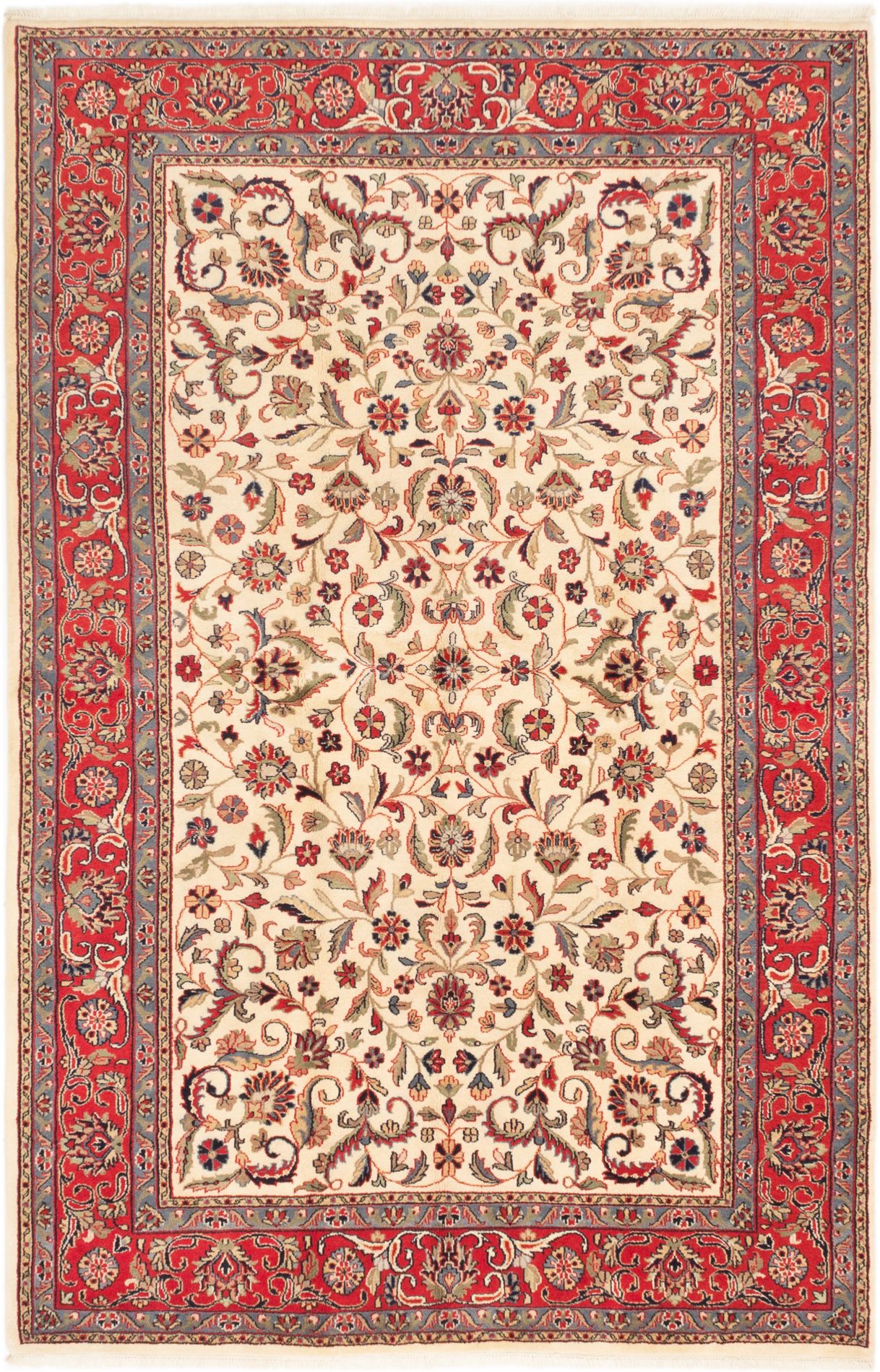Hand-knotted Royal Sarough Cream Wool Rug 6'0" x 9'0" Size: 6'0" x 9'0"  