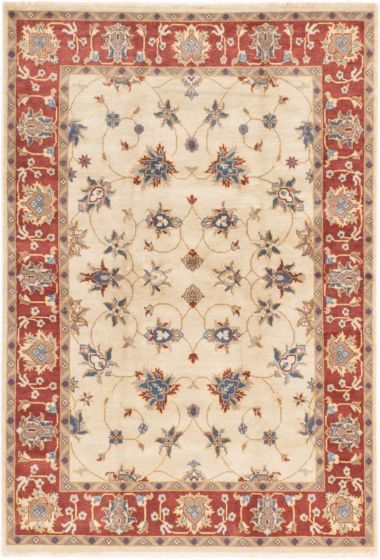 Hand-knotted Chobi Twisted Cream Wool Rug 5'9" x 8'5" Size: 5'9" x 8'5"  