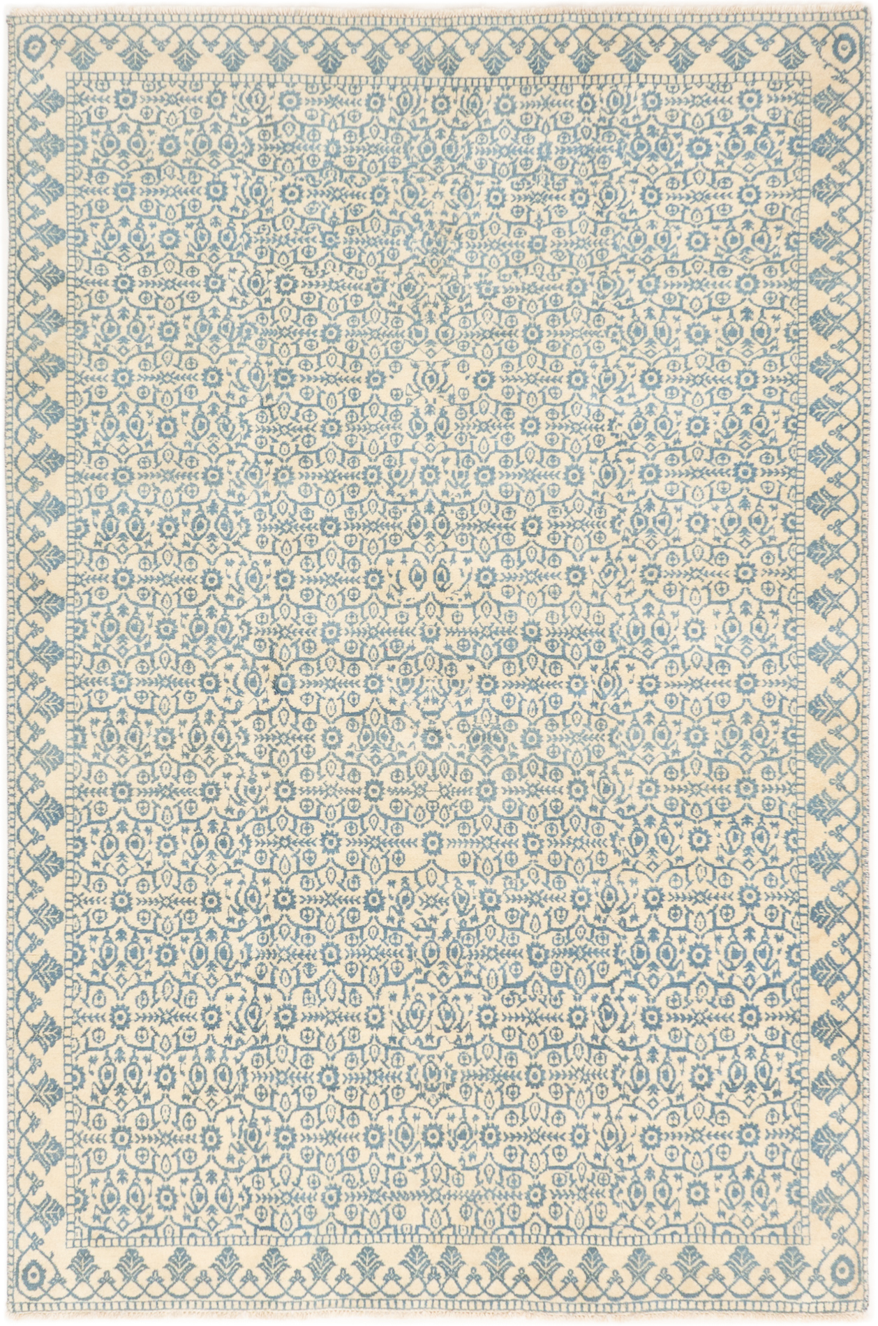 Hand-knotted Jamshidpour Cream Wool Rug 6'1" x 9'0" Size: 6'1" x 9'0"  