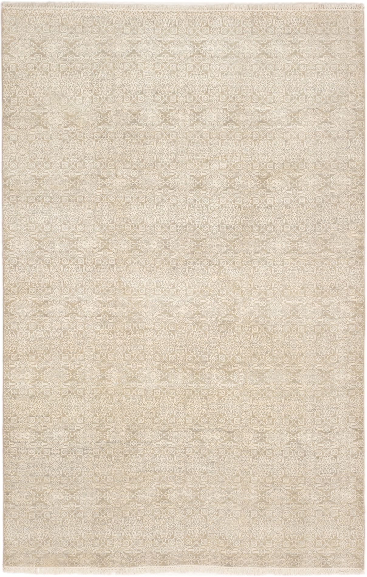 Hand-knotted Chobi Twisted Khaki Wool Rug 6'0" x 9'3" Size: 6'0" x 9'3"  