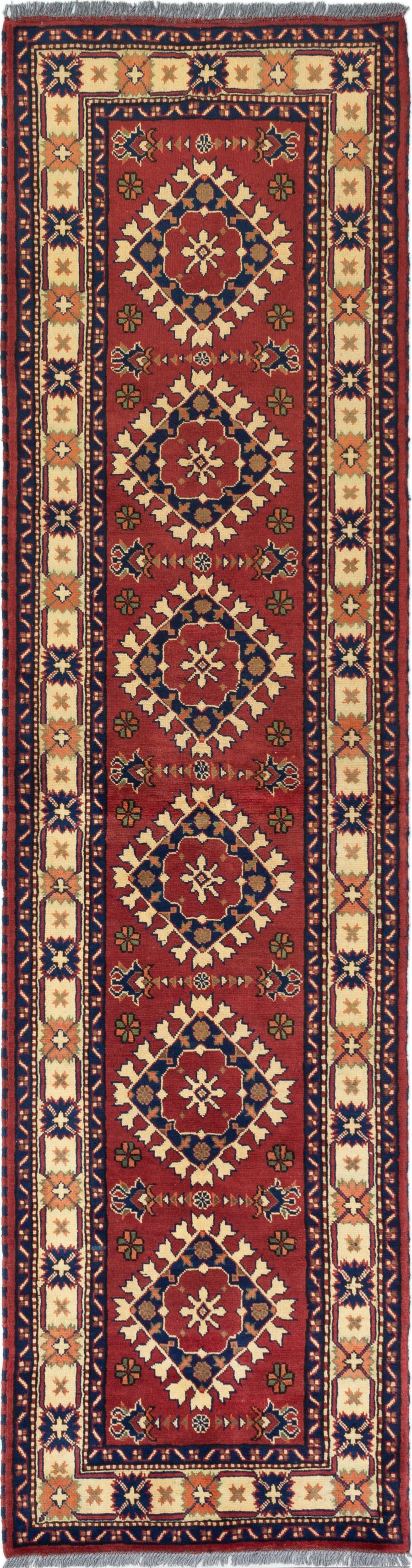 Hand-knotted Finest Kargahi Dark Red Wool Rug 2'8" x 10'4" Size: 2'8" x 10'4"  