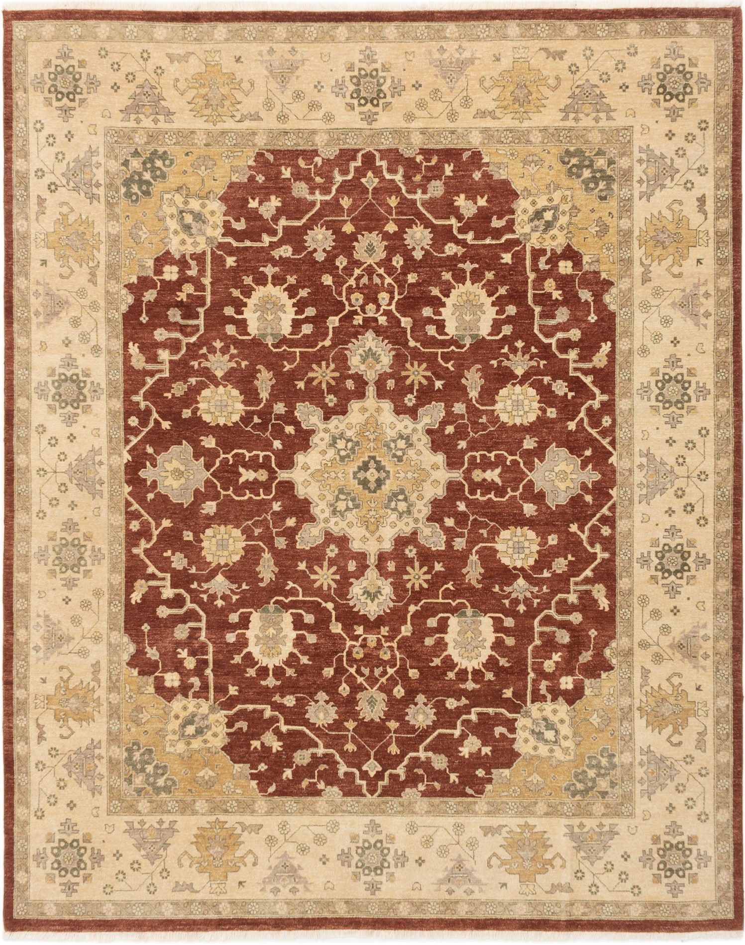 Hand-knotted Peshawar Finest Brown Wool Rug 8'0" x 10'0" Size: 8'0" x 10'0"  