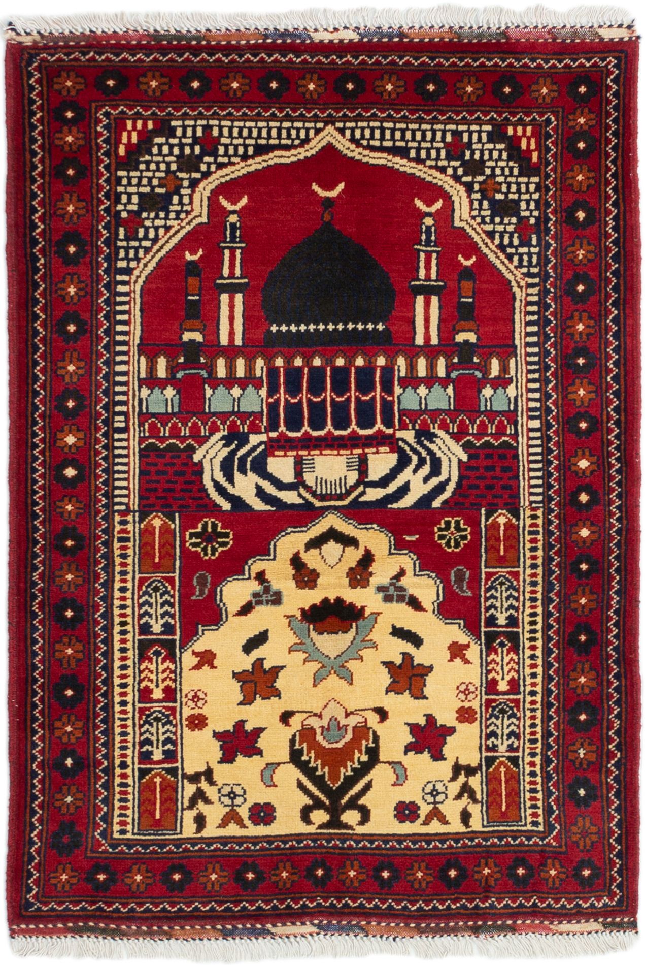 Hand-knotted Finest Kargahi Red Wool Rug 2'8" x 4'0" Size: 2'8" x 4'0"  