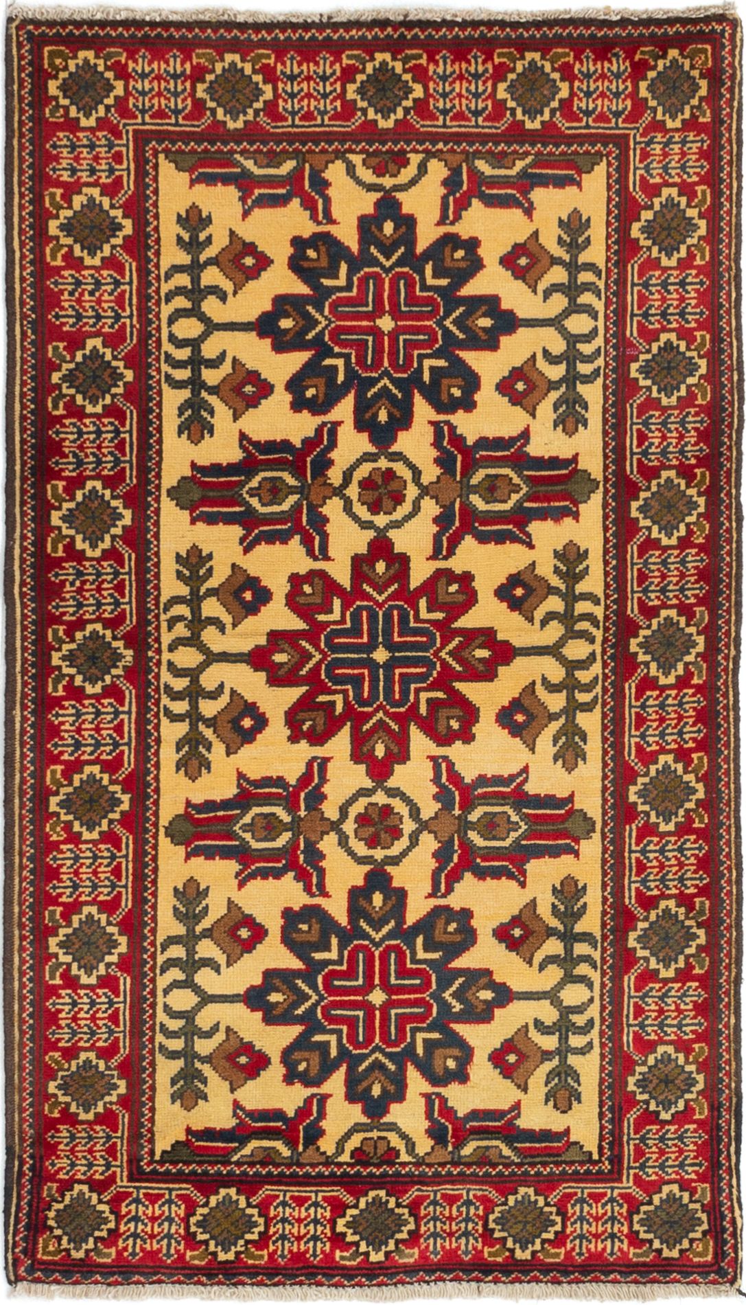 Hand-knotted Finest Kargahi Cream, Red Wool Rug 2'7" x 4'6" Size: 2'7" x 4'6"  