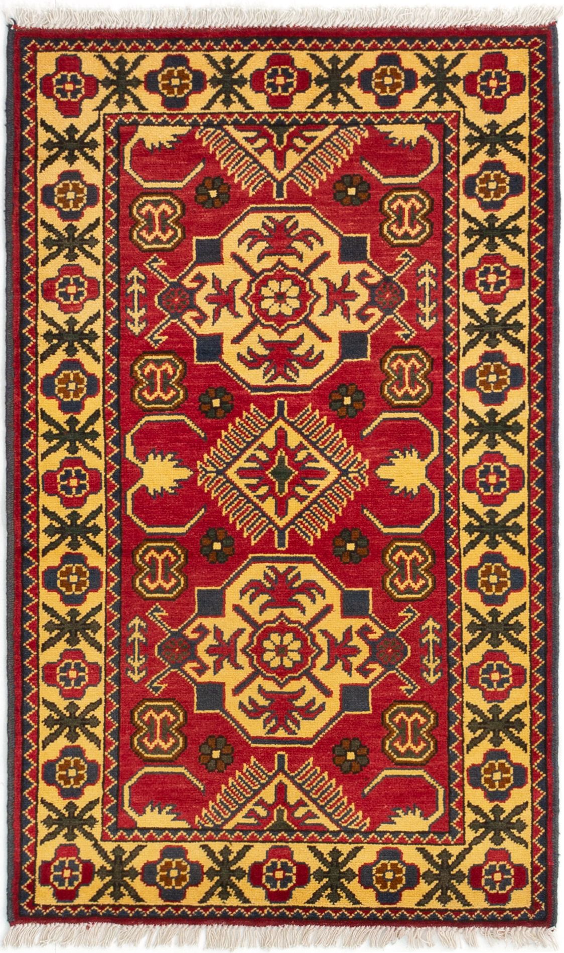 Hand-knotted Finest Kargahi Red Wool Rug 2'8" x 4'5" Size: 2'8" x 4'5"  