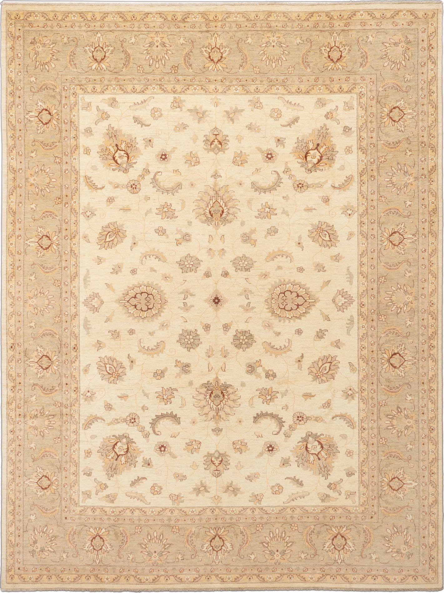 Hand-knotted Chobi Finest Cream Wool Rug 9'0" x 12'0" Size: 9'0" x 12'0"  