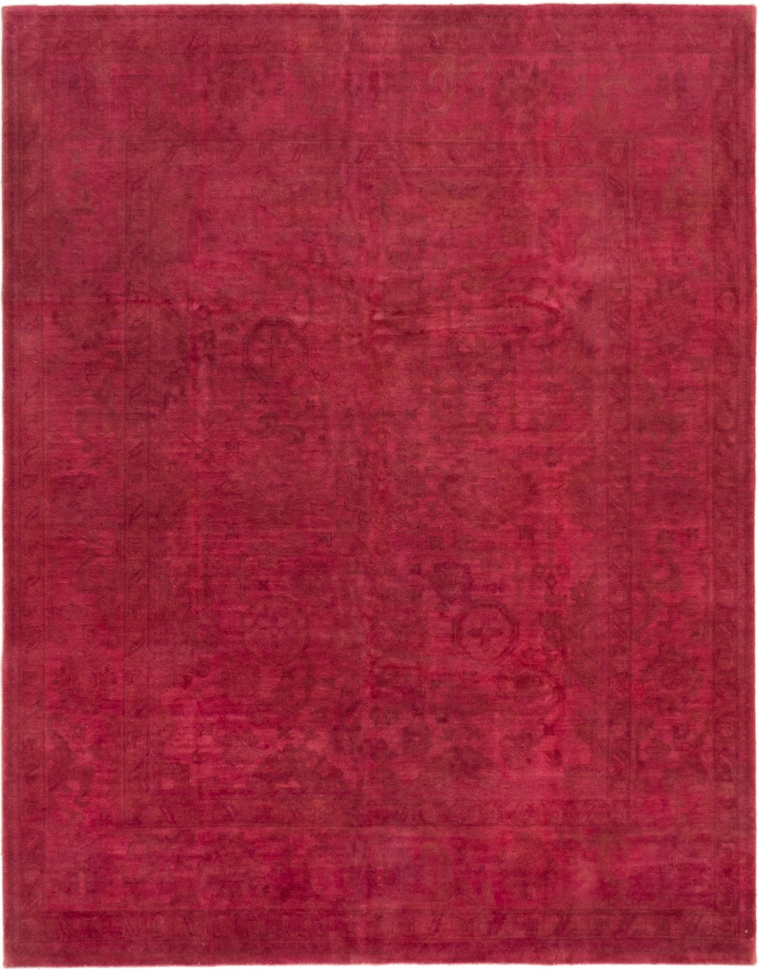 Hand-knotted Color transition Dark Pink Wool Rug 7'8" x 9'8" Size: 7'8" x 9'8"  
