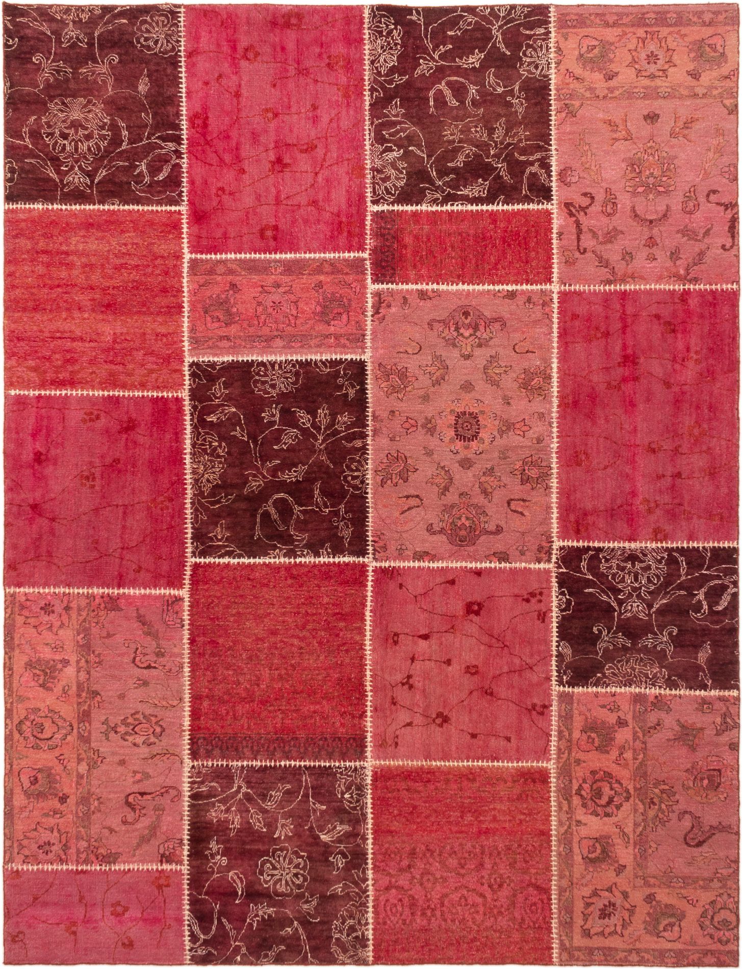 Hand-knotted Patch Deluxe Red Wool Rug 7'10" x 10'3" Size: 7'10" x 10'3"  