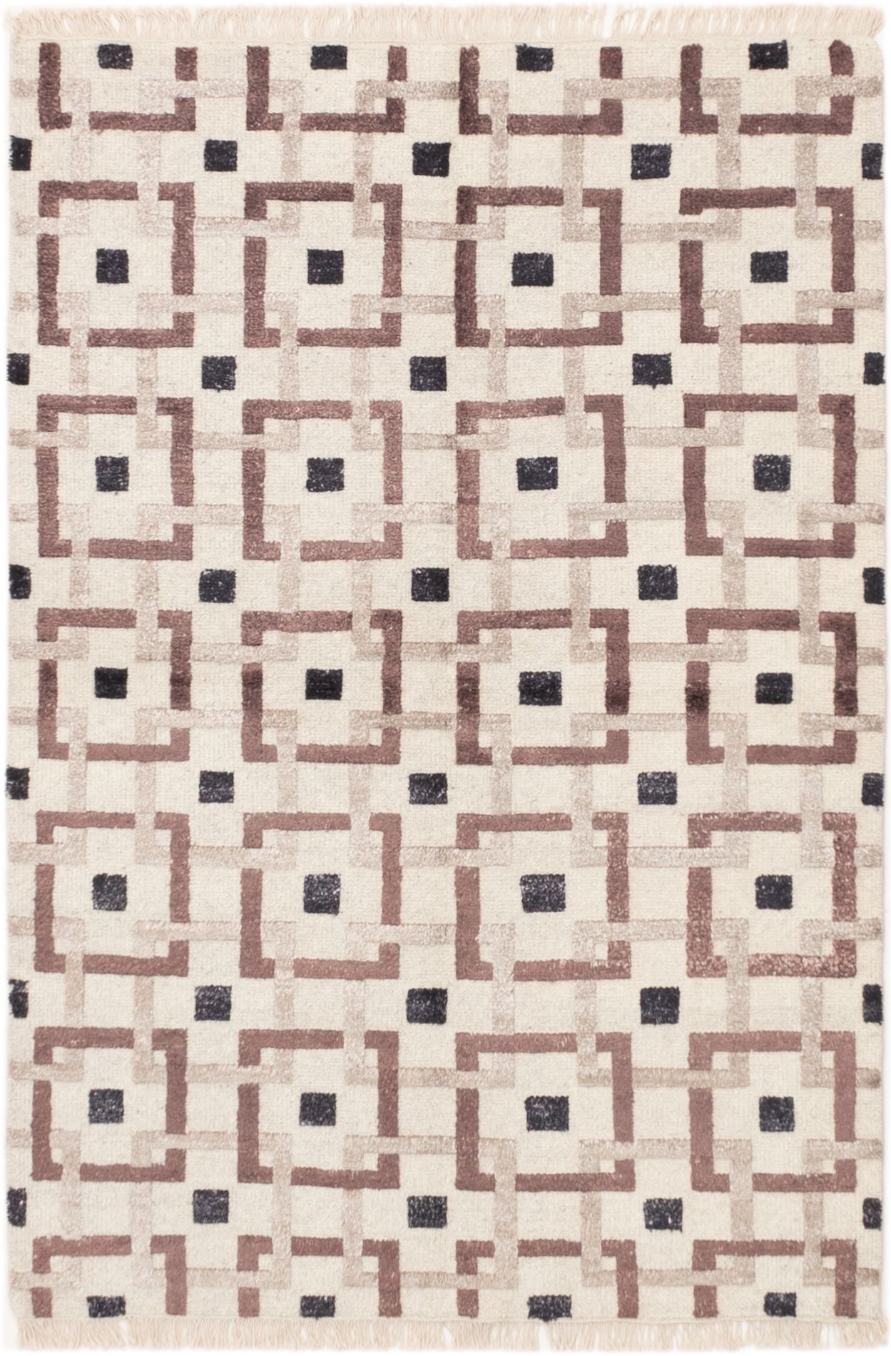 Hand-knotted Eternity Cream Wool Rug 4'6" x 6'6" Size: 4'6" x 6'6"  
