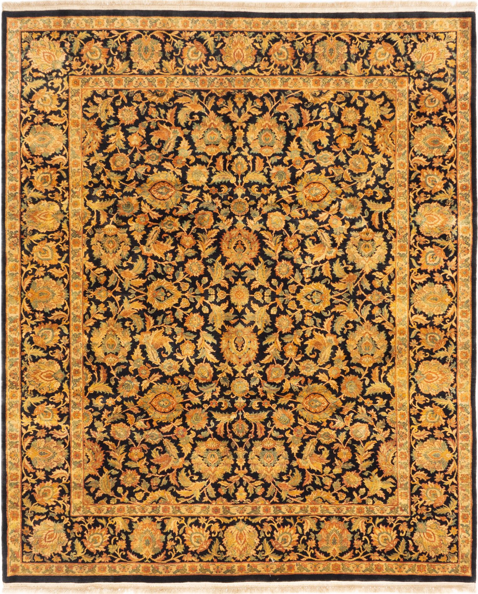 Hand-knotted Sultanabad Black Wool Rug 8'1" x 9'8" Size: 8'1" x 9'8"  