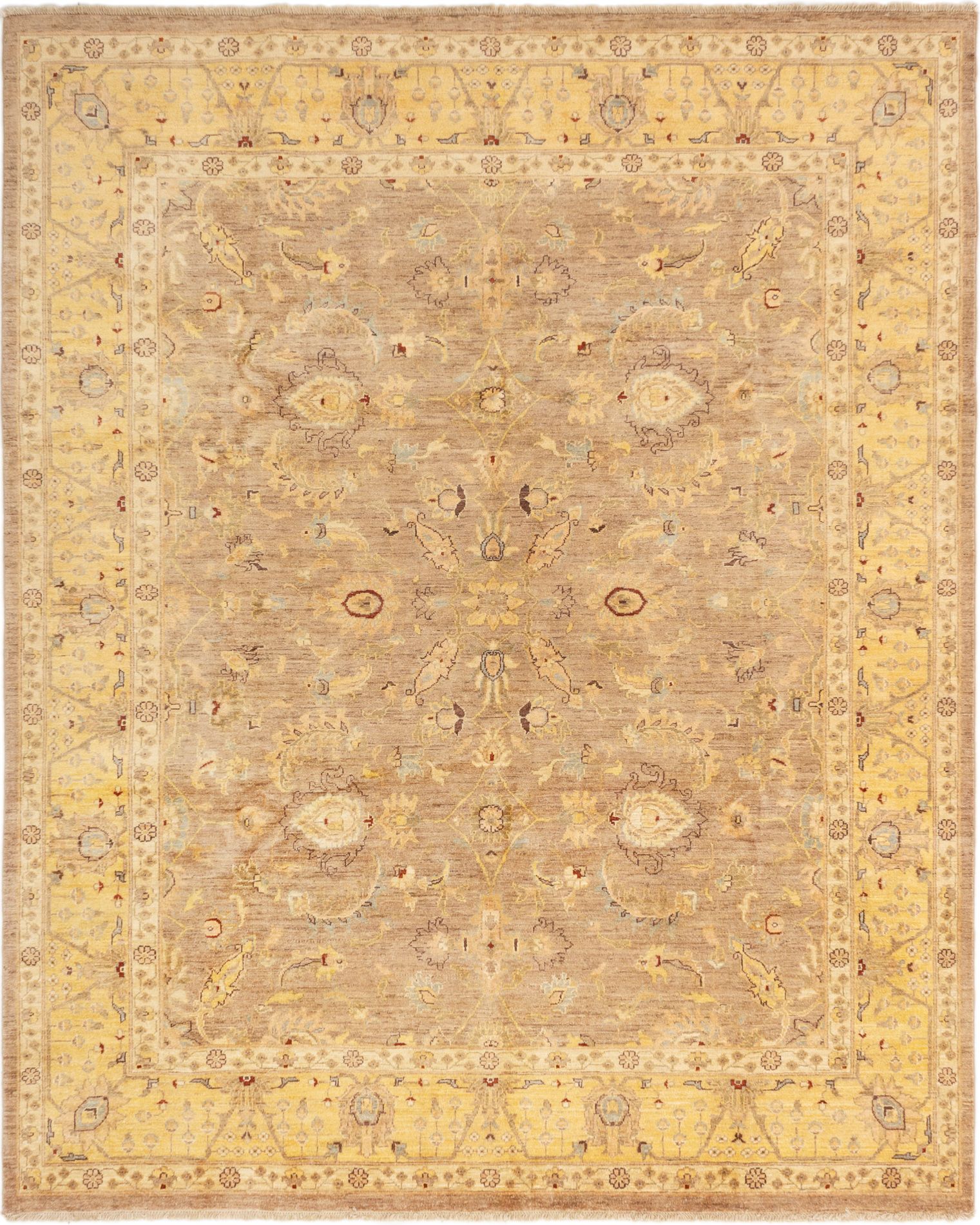 Hand-knotted Peshawar Finest Brown Wool Rug 8'1" x 10'0" Size: 8'1" x 10'0"  