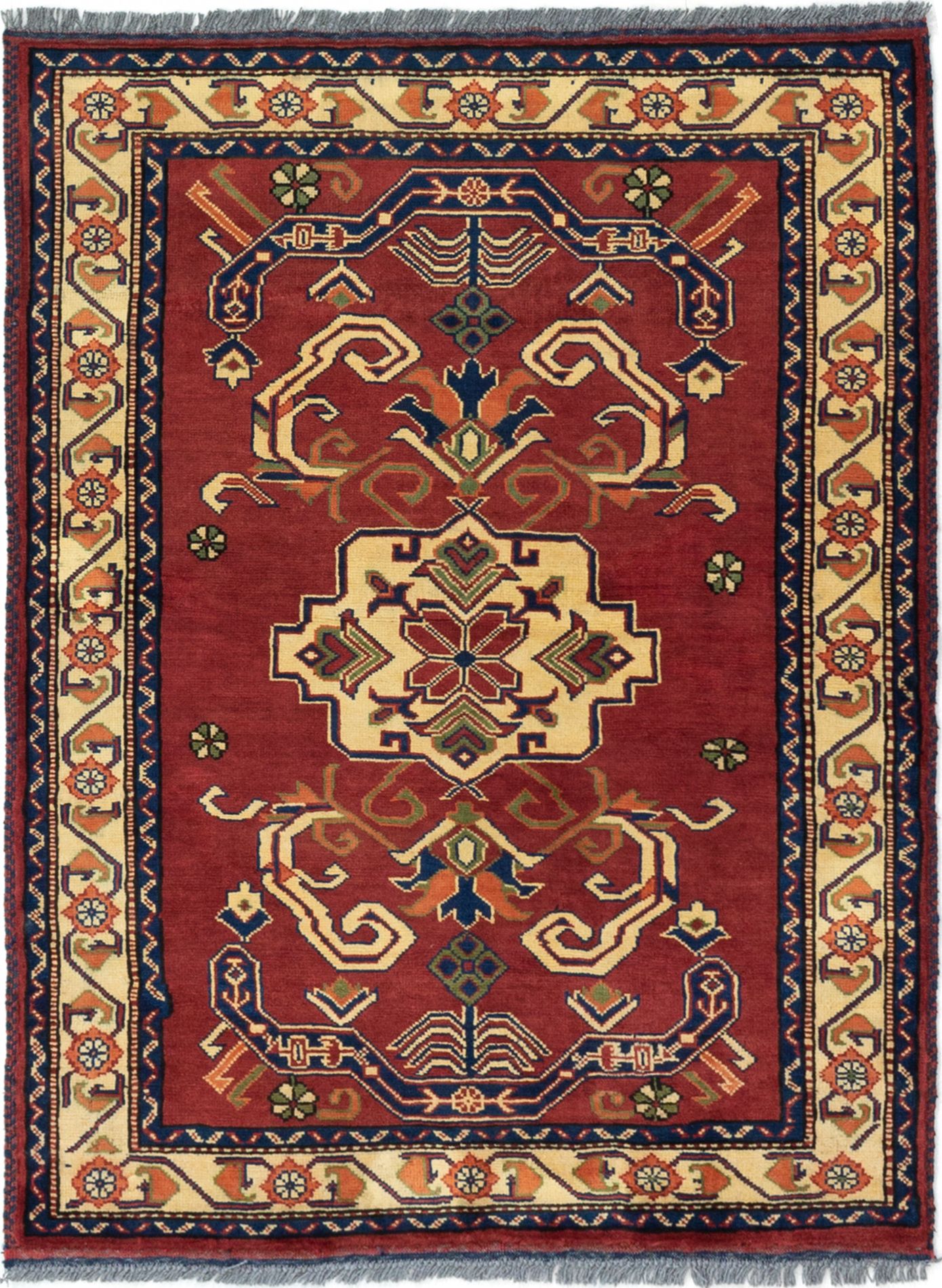 Hand-knotted Finest Kargahi Dark Red Wool Rug 3'3" x 4'5" Size: 3'3" x 4'5"  