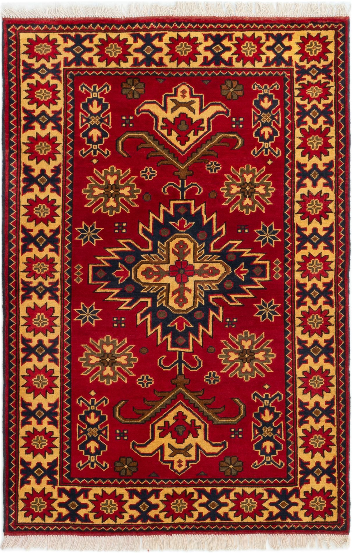 Hand-knotted Finest Kargahi Dark Red Wool Rug 3'3" x 5'1"  Size: 3'3" x 5'1"  