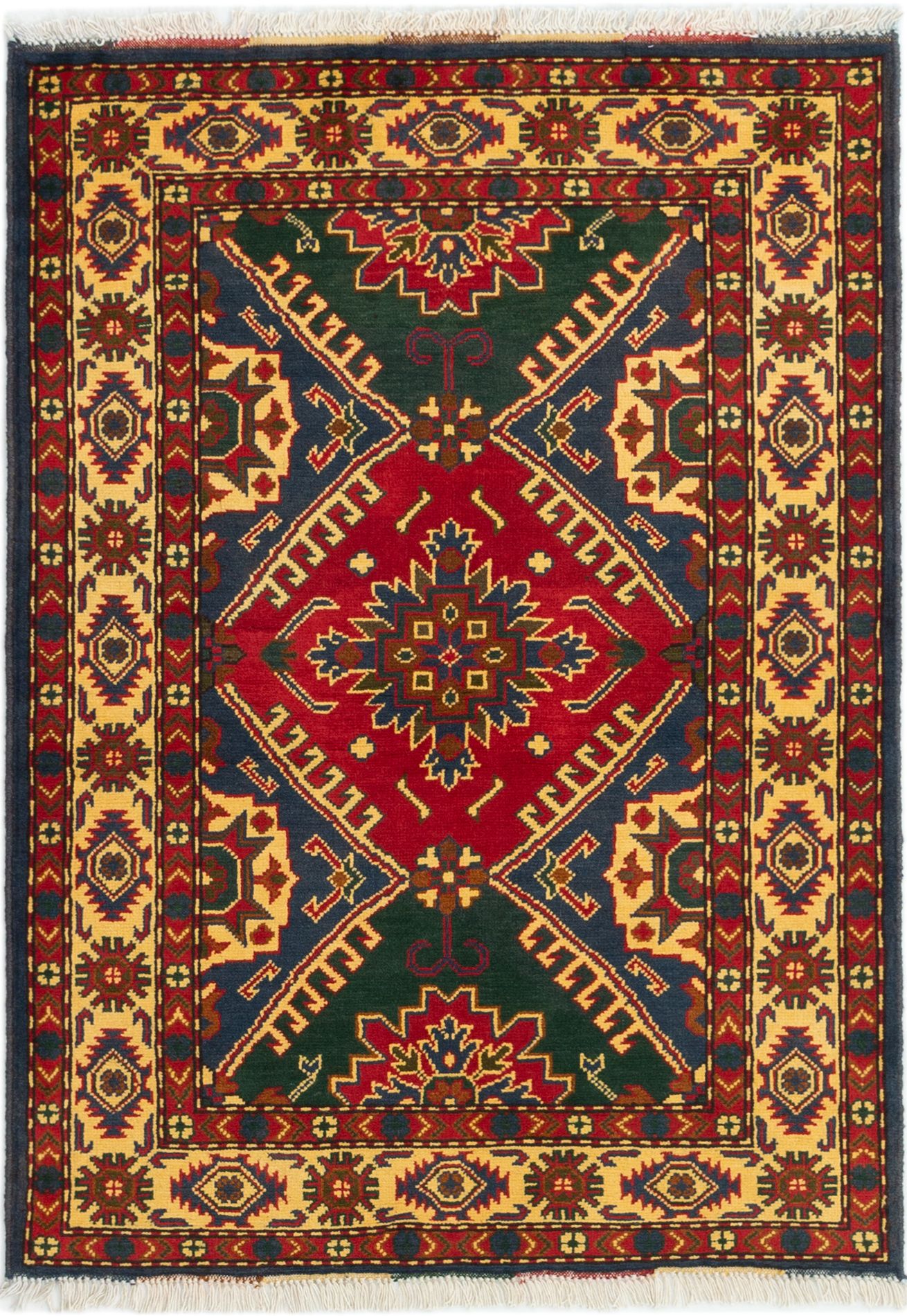 Hand-knotted Finest Kargahi Cream, Red Wool Rug 3'4" x 4'8" Size: 3'4" x 4'8"  