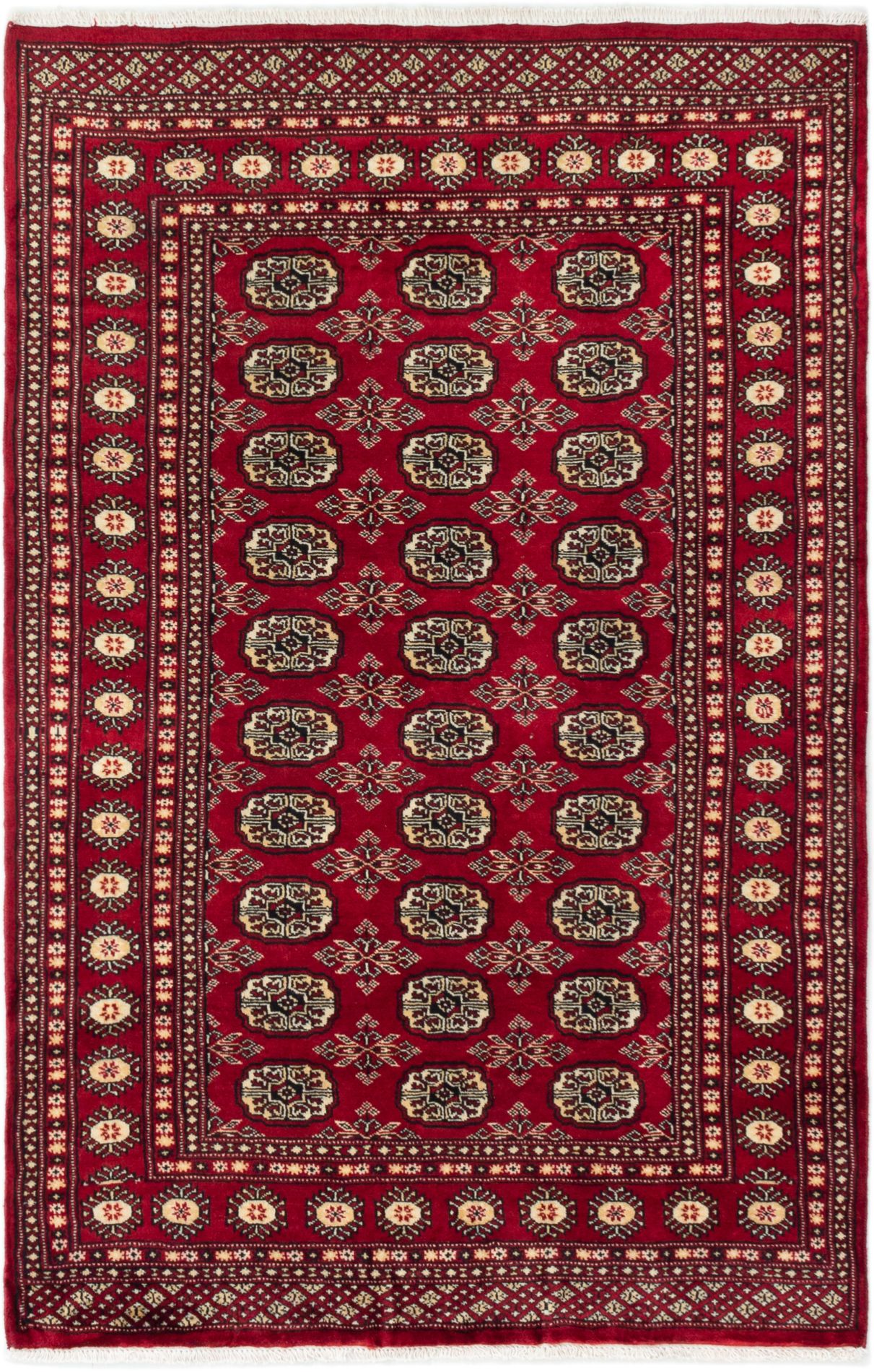 Hand-knotted Finest Peshawar Bokhara Dark Red Wool Rug 3'11" x 6'3" Size: 3'11" x 6'3"  
