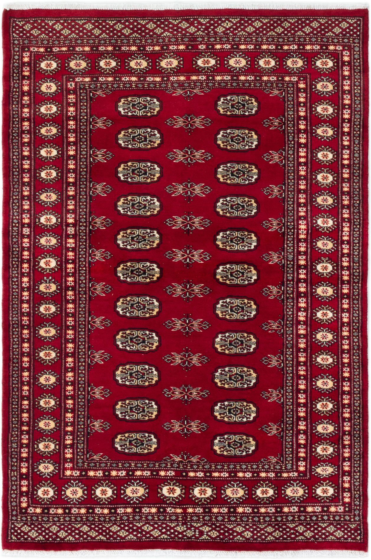 Hand-knotted Finest Peshawar Bokhara Dark Red Wool Rug 3'11" x 5'11" Size: 3'11" x 5'11"  