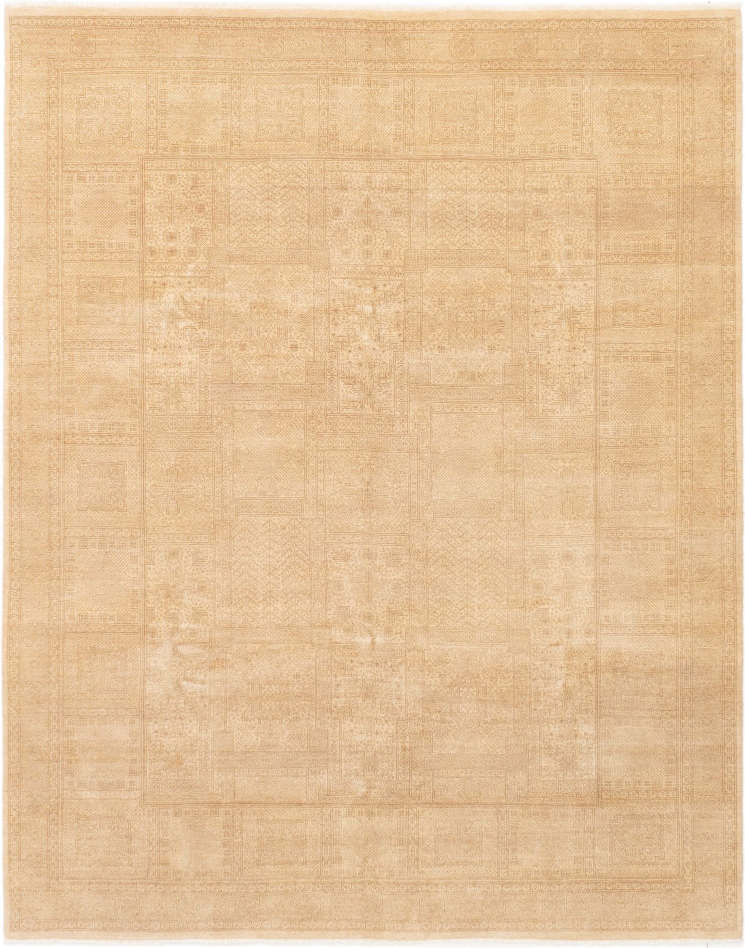 Hand-knotted Jamshidpour Tan Wool Rug 8'0" x 9'10" Size: 8'0" x 9'10"  