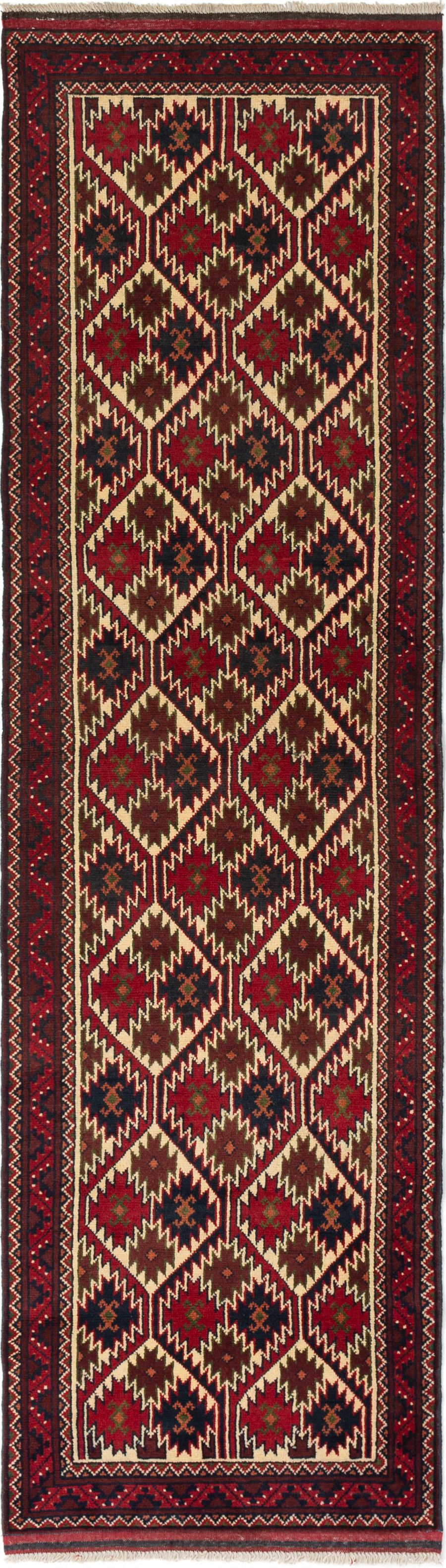 Hand-knotted Finest Kargahi Cream, Red Wool Rug 2'8" x 9'5" Size: 2'8" x 9'5"  