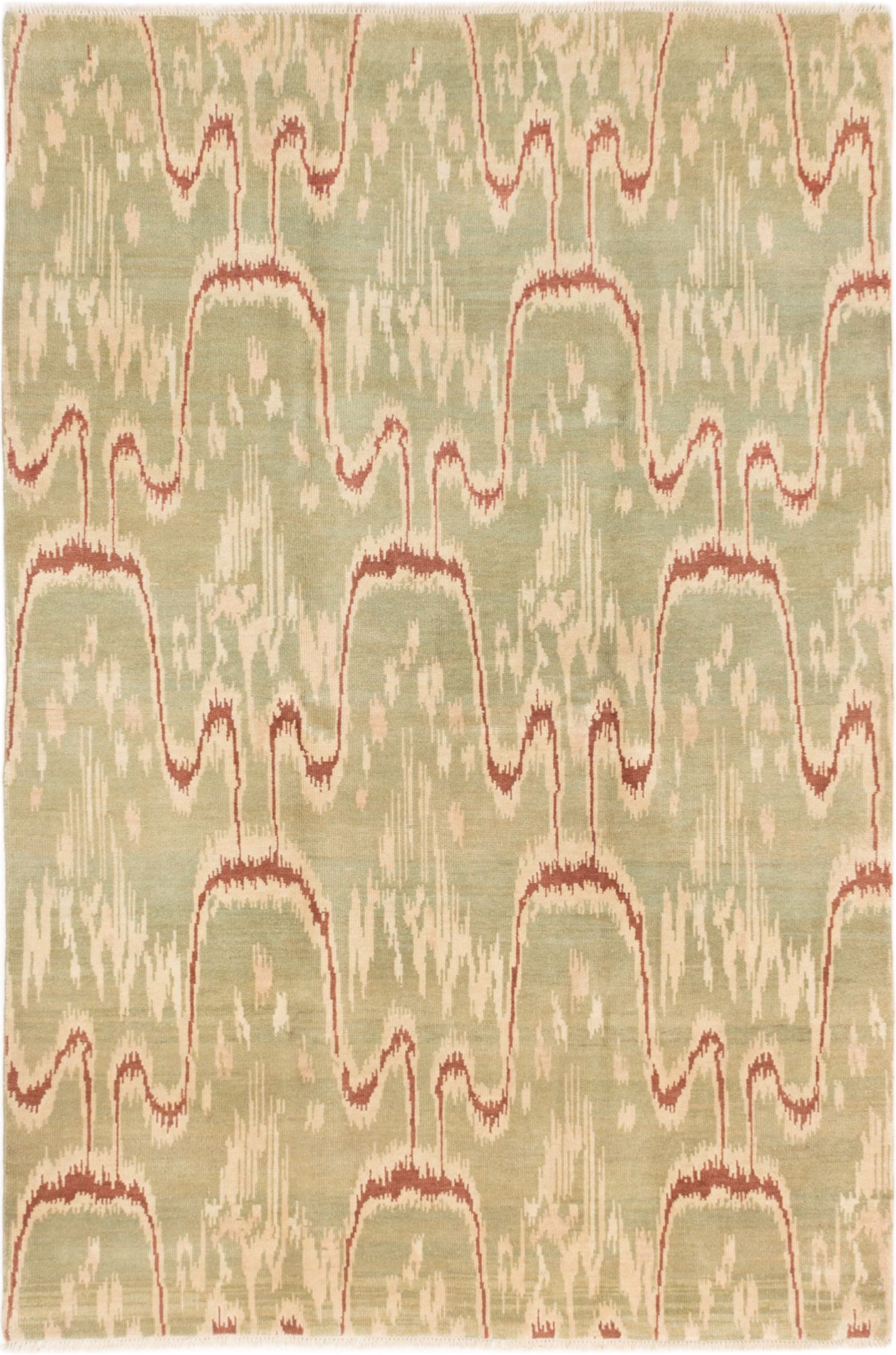 Hand-knotted Eternity Light Green Wool Rug 6'1" x 9'0" Size: 6'1" x 9'0"  