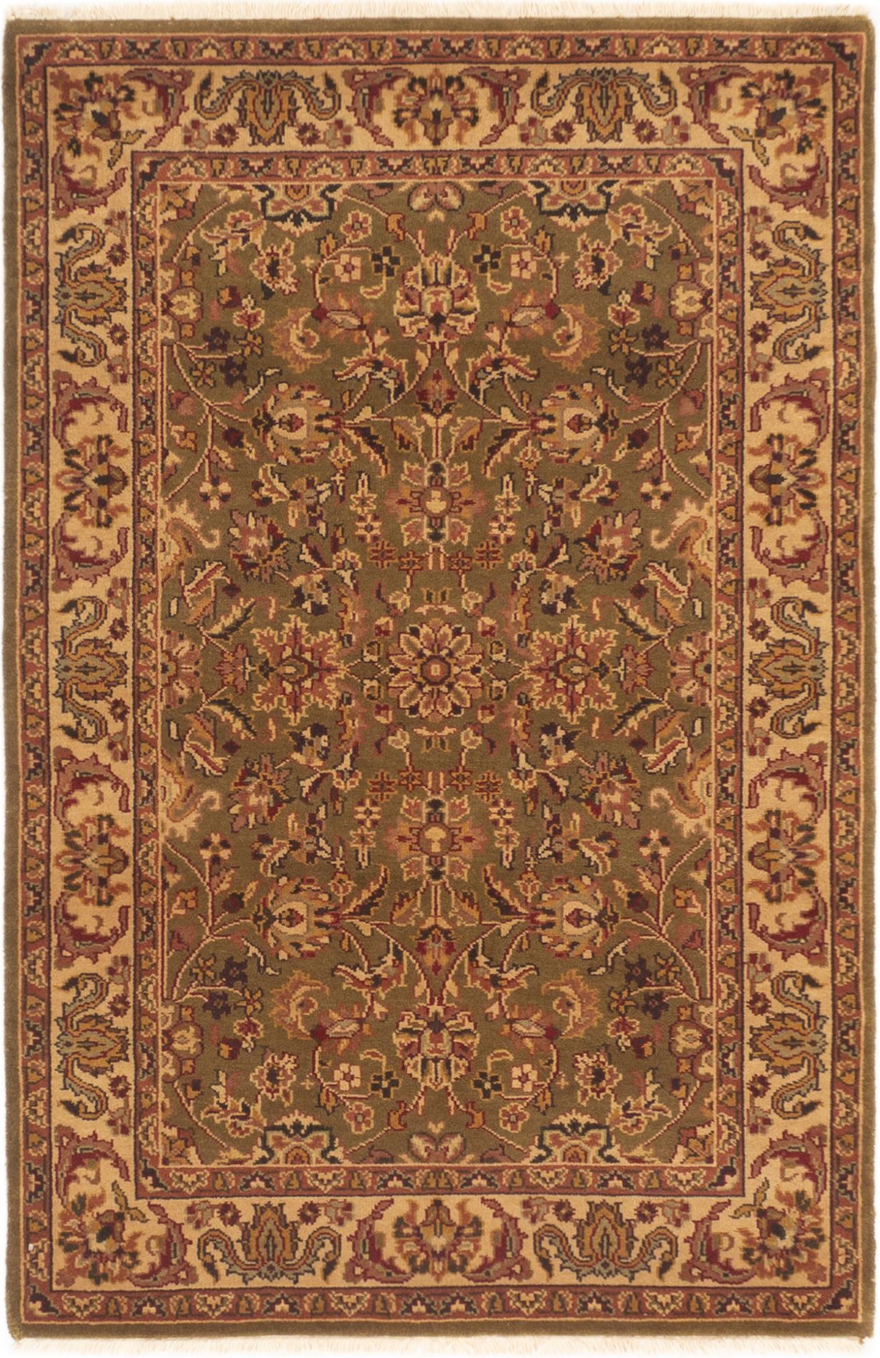 Hand-knotted Sultanabad Dark Olive Green,  Wool Rug 4'0" x 6'2" Size: 4'0" x 6'2"  