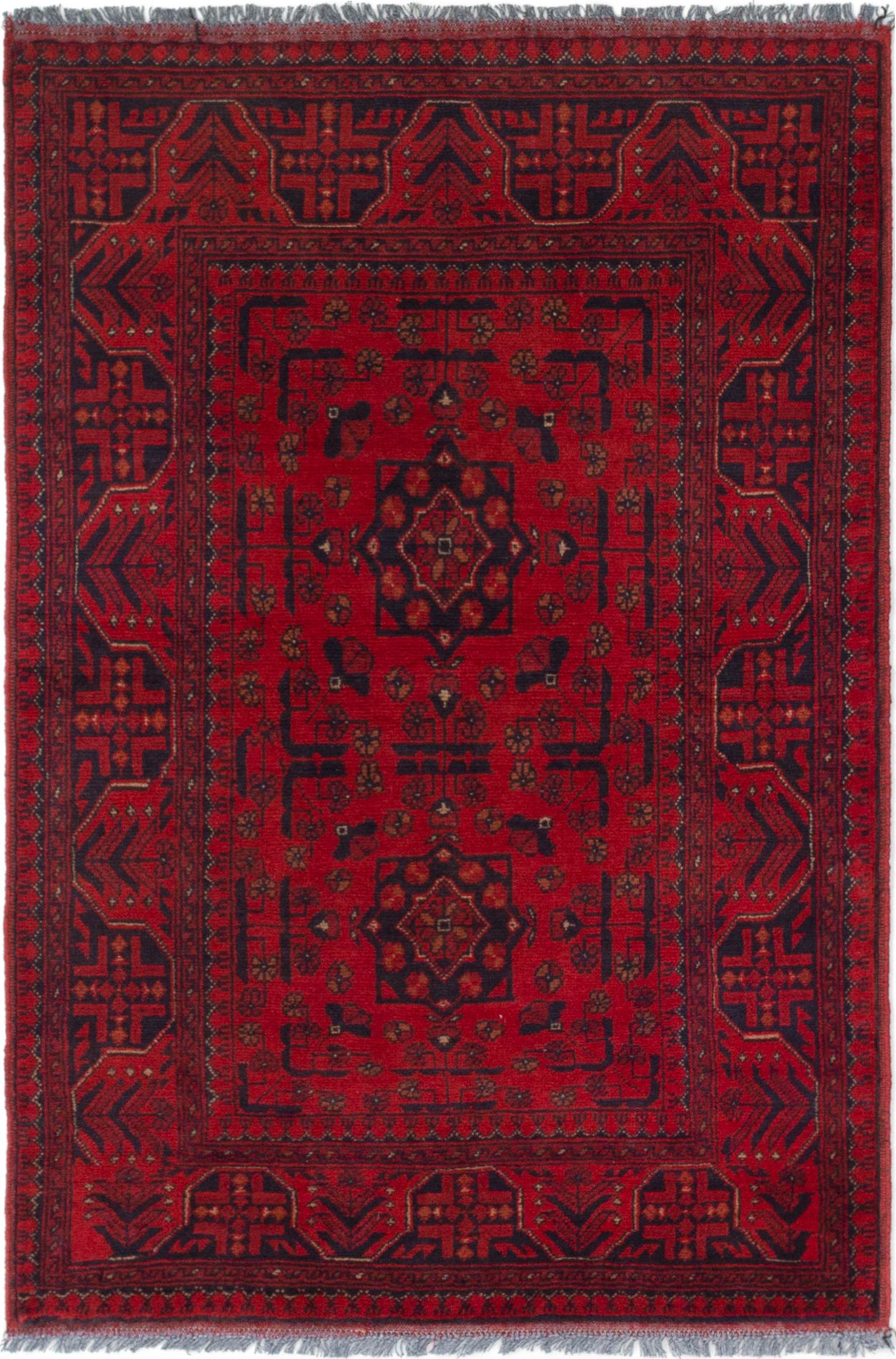 Hand-knotted Finest Khal Mohammadi Red Wool Rug 3'4" x 5'0" (32) Size: 3'4" x 5'0"  