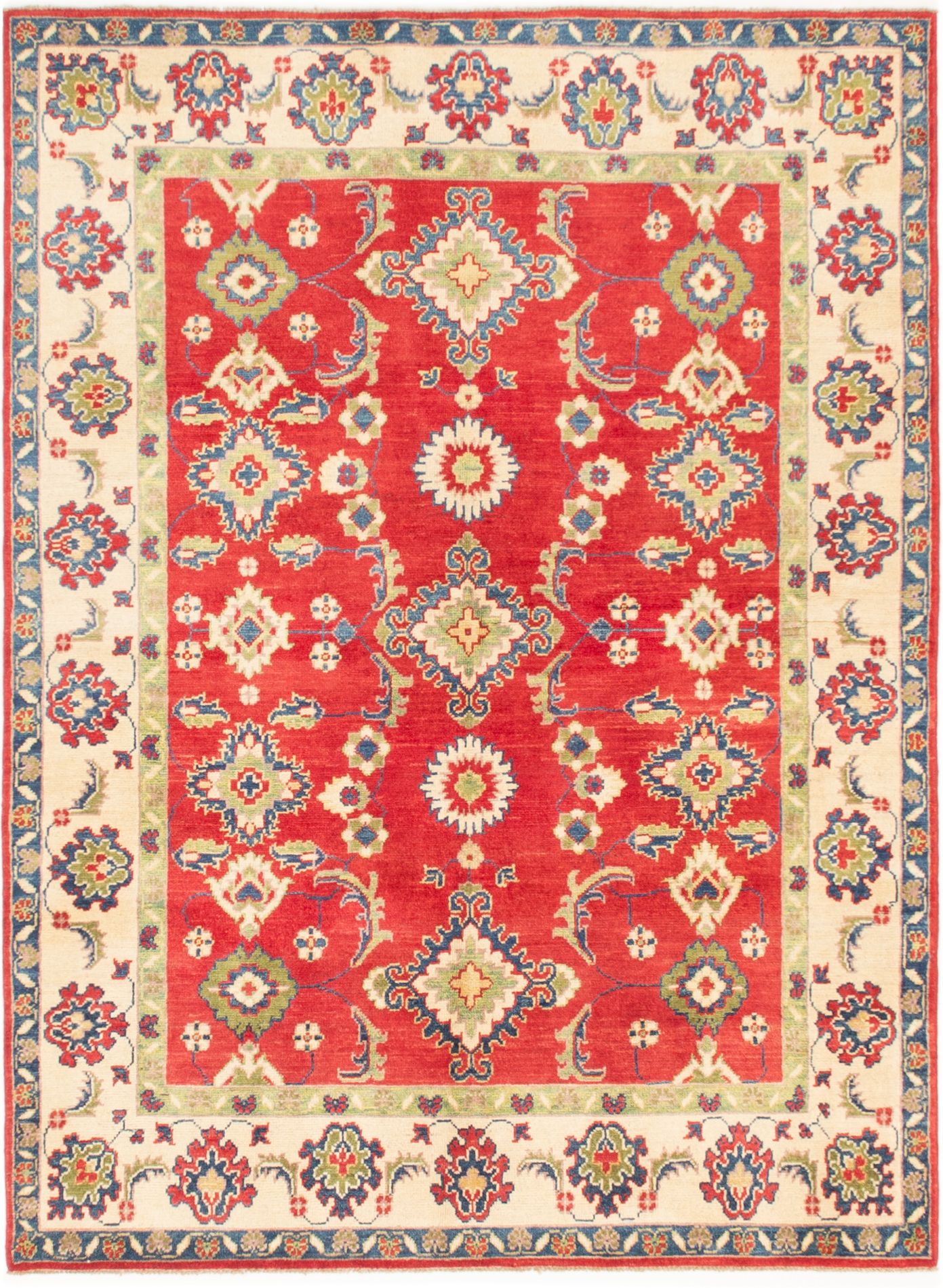 Hand-knotted Uzbek Gazni Red Wool Rug 4'10" x 6'7" Size: 4'10" x 6'7"  