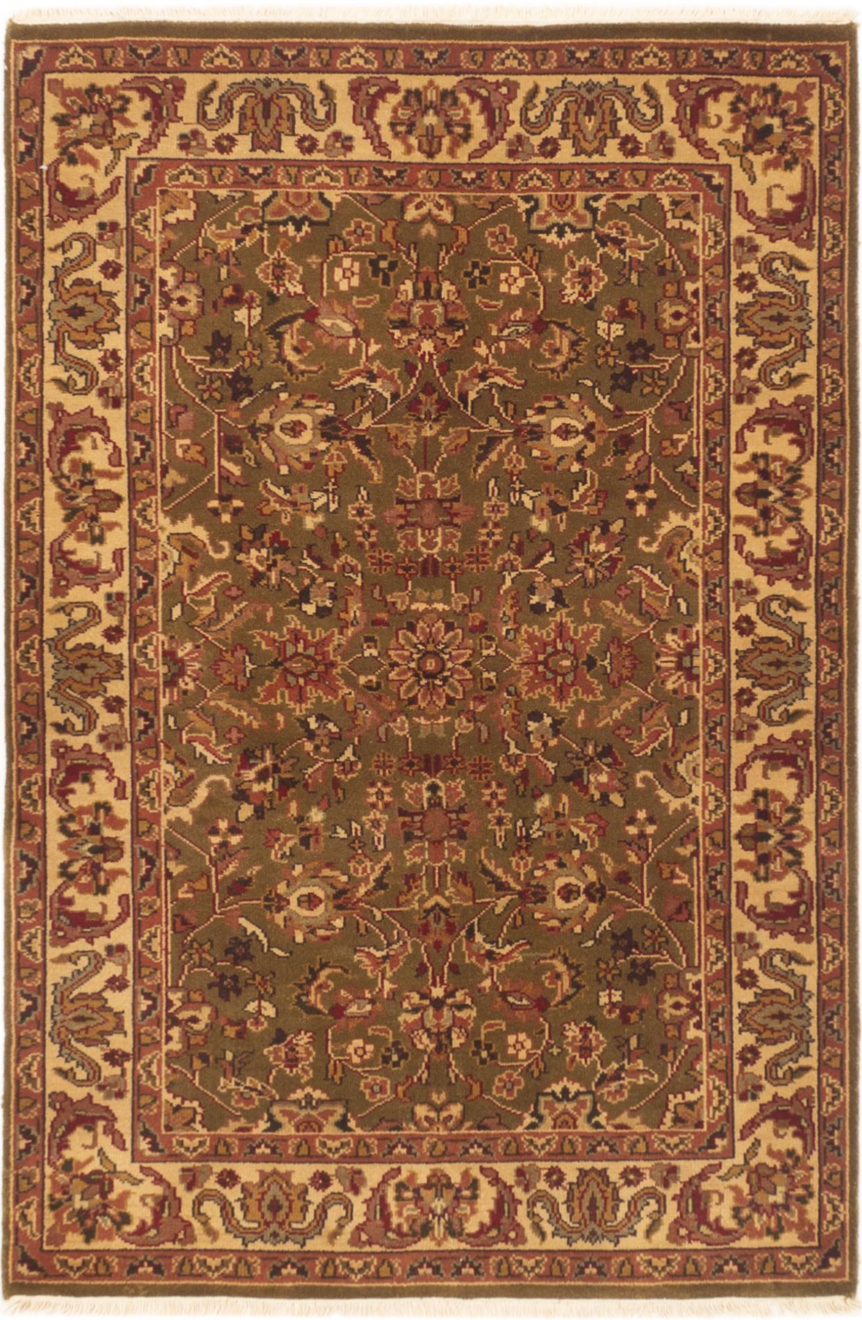 Hand-knotted Sultanabad Dark Green Wool Rug 4'0" x 6'2" Size: 4'0" x 6'2"  