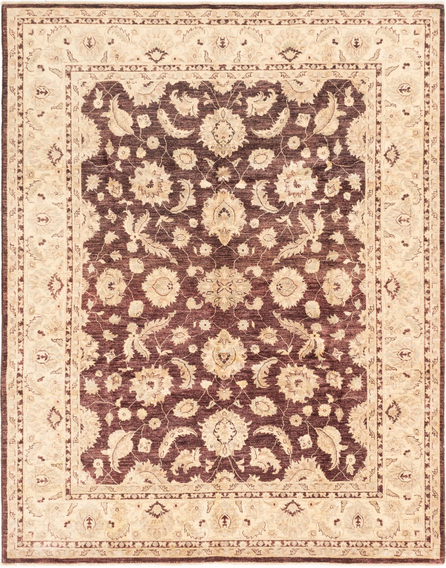 Hand-knotted Peshawar Finest Dark Brown Wool Rug 8'0" x 10'2" Size: 8'0" x 10'2"  