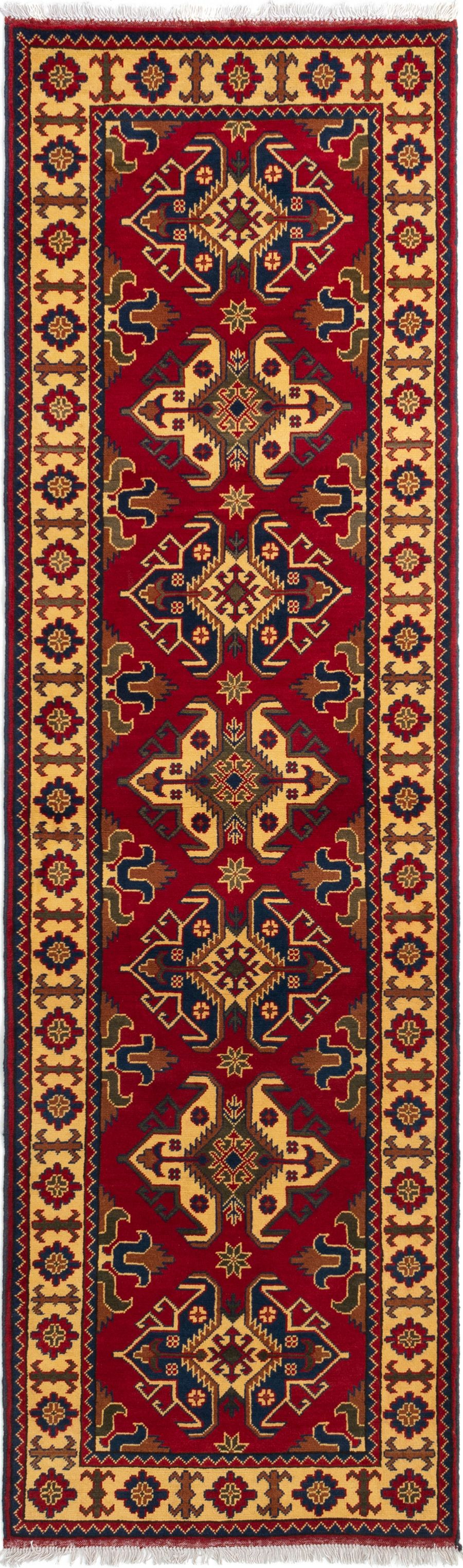 Hand-knotted Finest Kargahi Dark Red Wool Rug 2'8" x 9'7" Size: 2'8" x 9'7"  